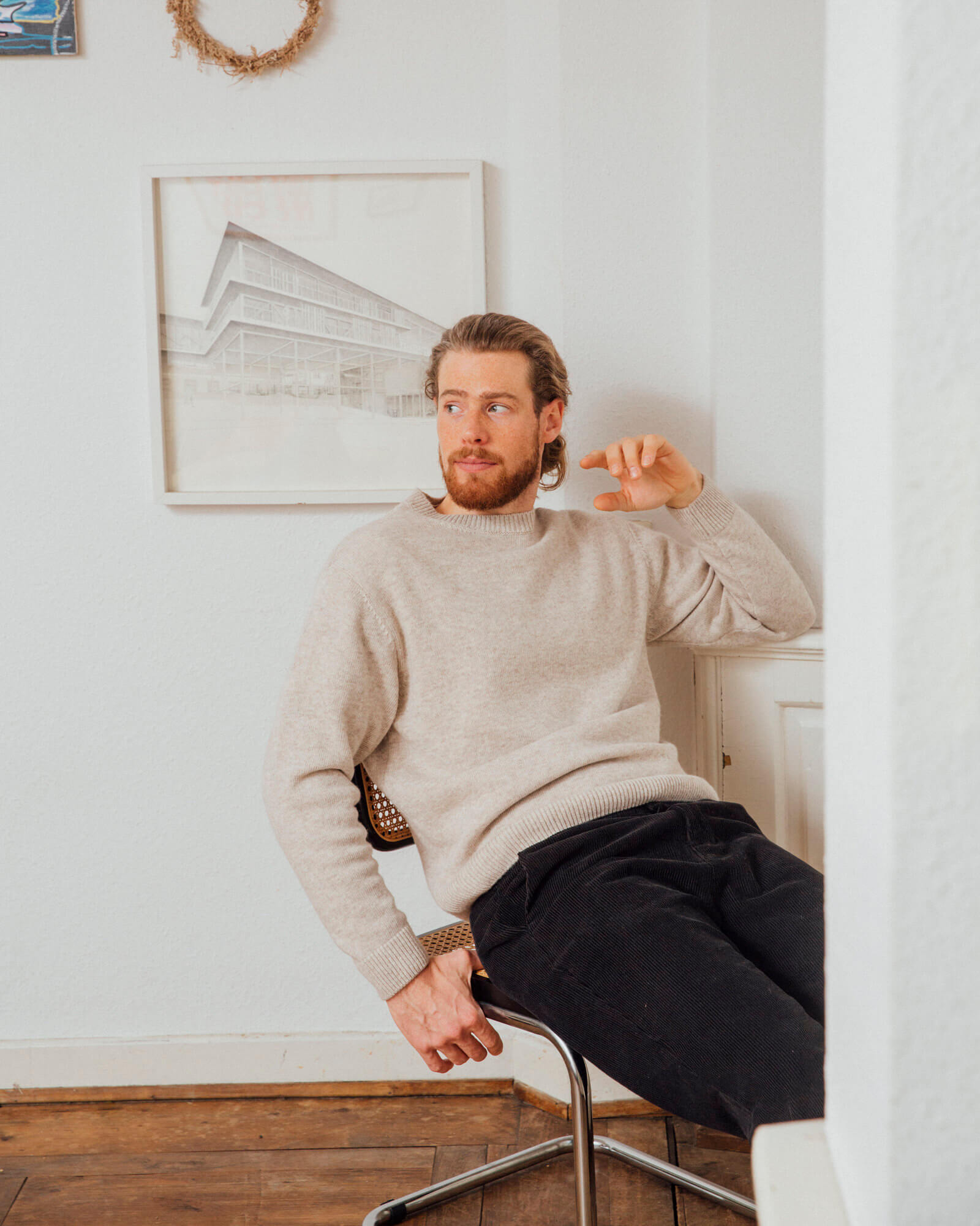 Beiger Strick-Sweater salt aus Bio-Wolle von Matona