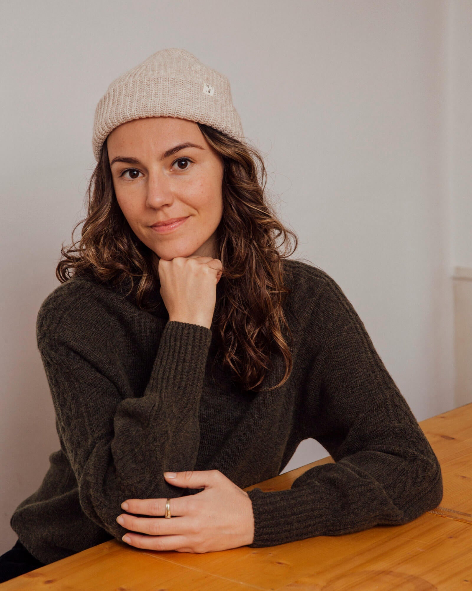 Beiger Beanie salt aus Bio-Wolle von Matona