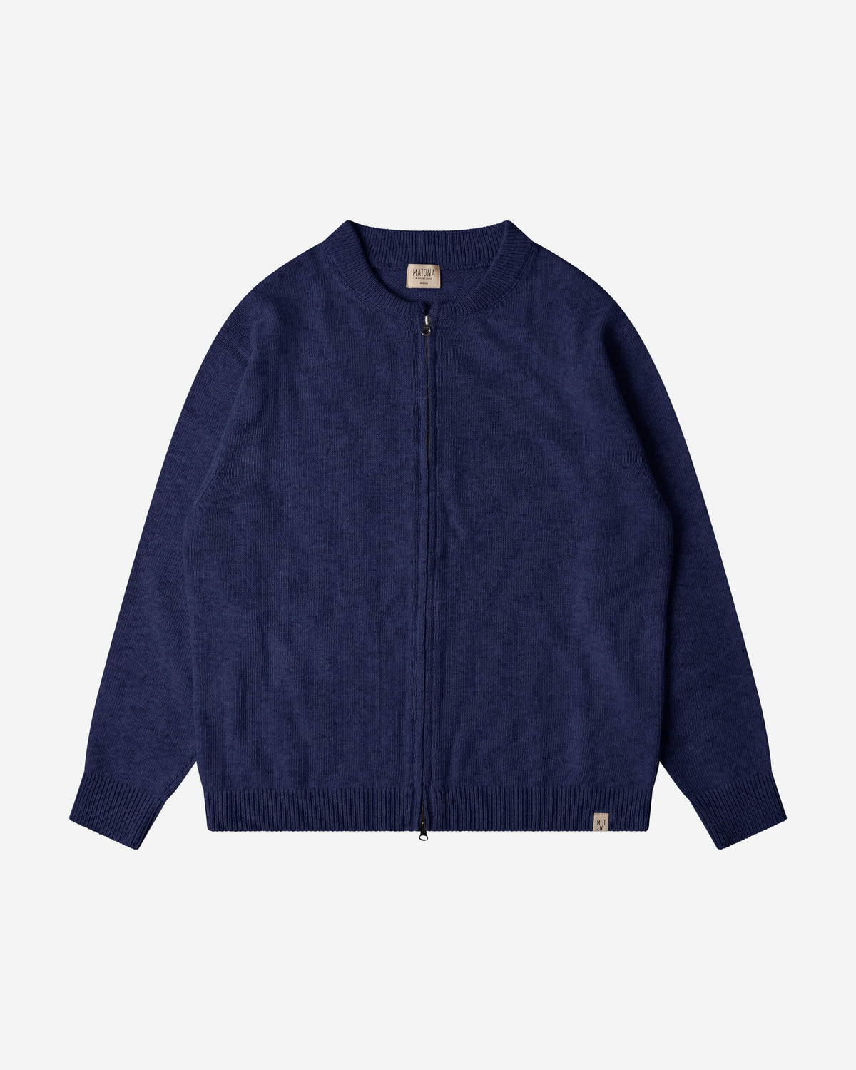 Dunkelblauer Cardigan Zip aus Bio-Wolle von Matona