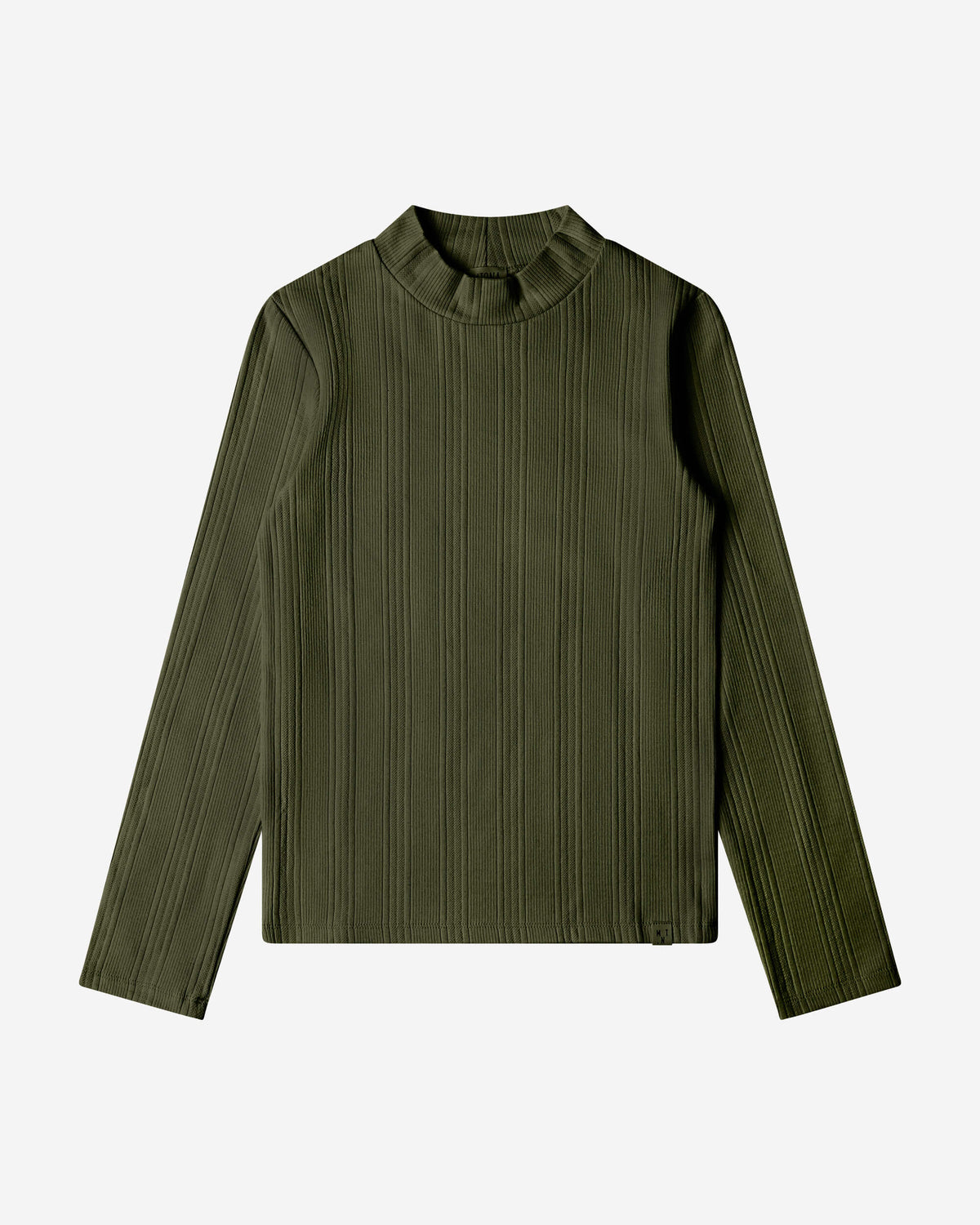 Grünes Langarmshirt Collared Rib aus Bio-Baumwolle von Matona