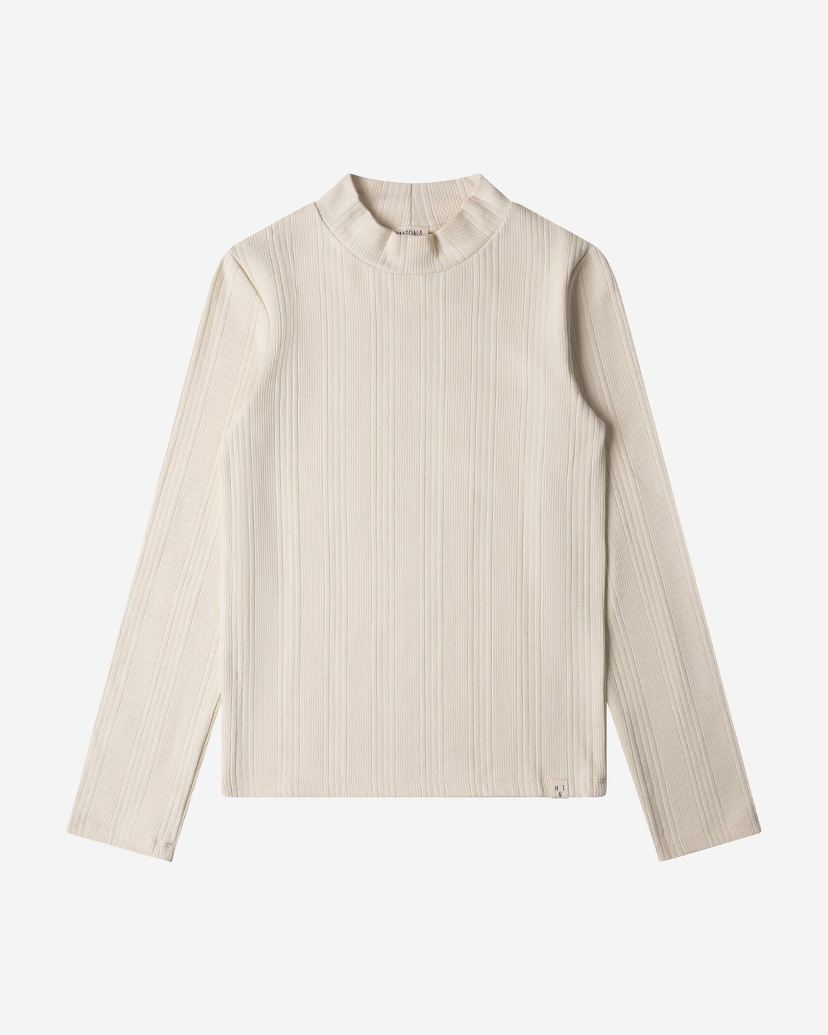 Beiges Langarmshirt Collared Rib aus Bio-Baumwolle von Matona