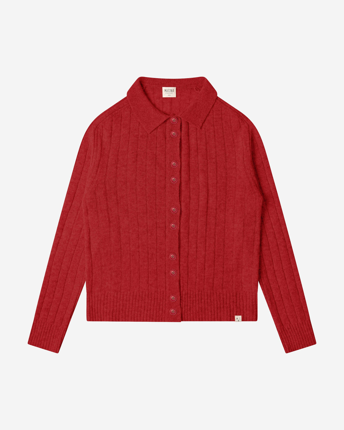 Rote Strickjacke collared aus 100% Bio-Merinowolle von Matona