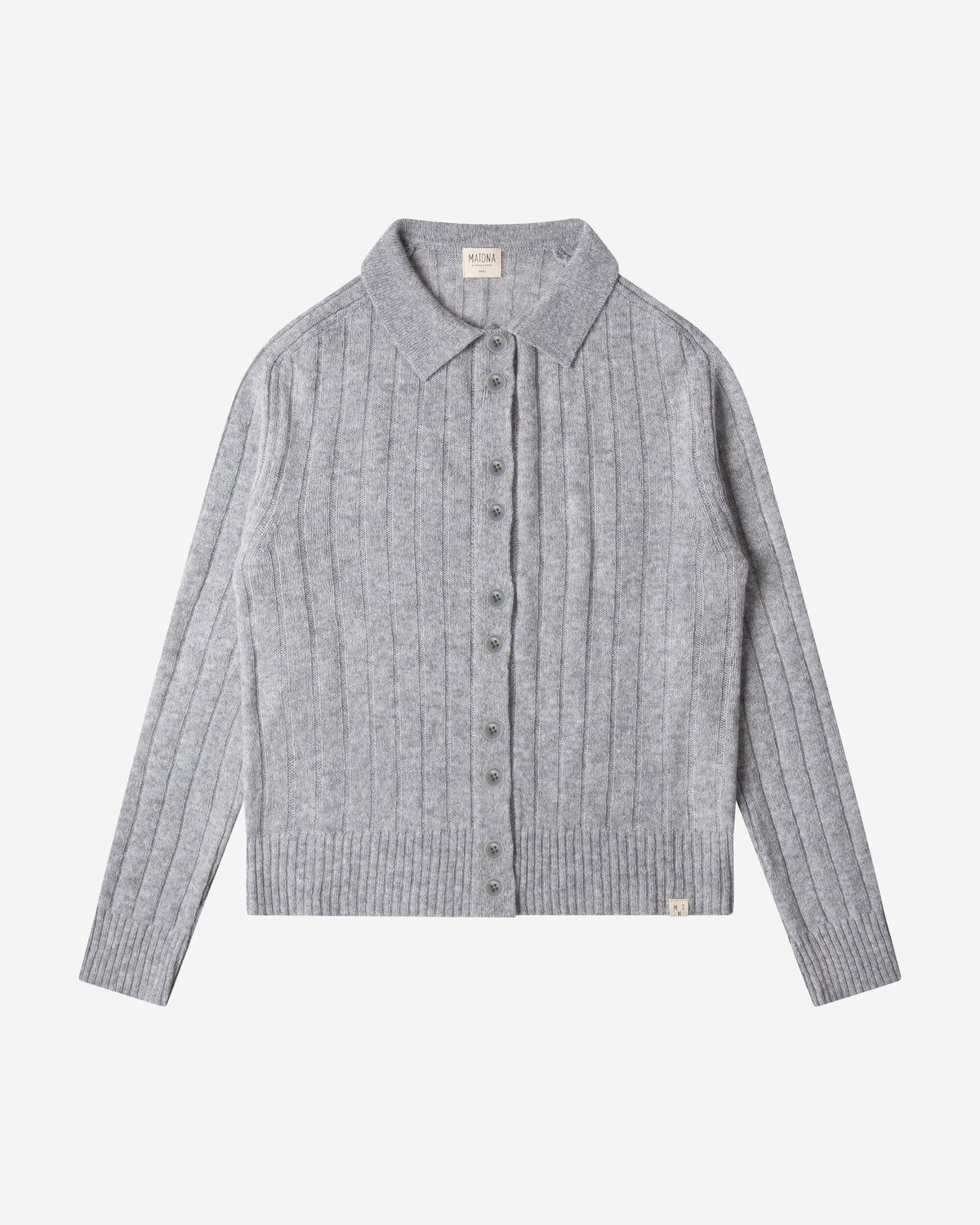 Graue Strickjacke Collared aus 100% Bio-Merinowolle von Matona