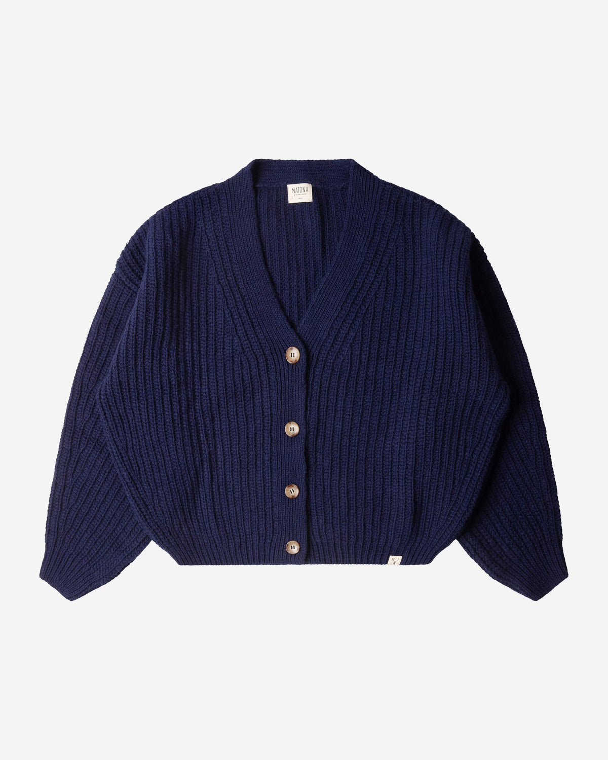 Dunkelblaue Strickjacke aus Bio-Wolle von Matona