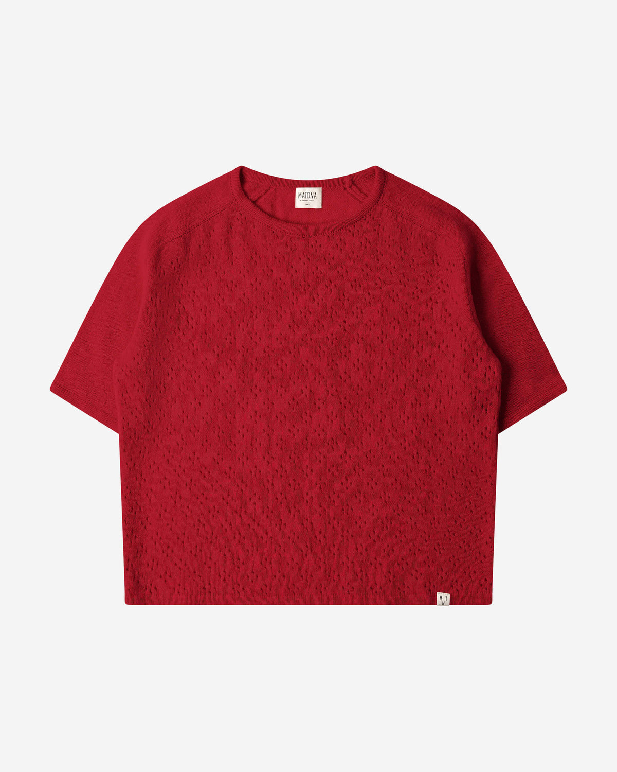 Rotes T-Shirt Pointelle aus 100% Bio-Merinowolle von Matona