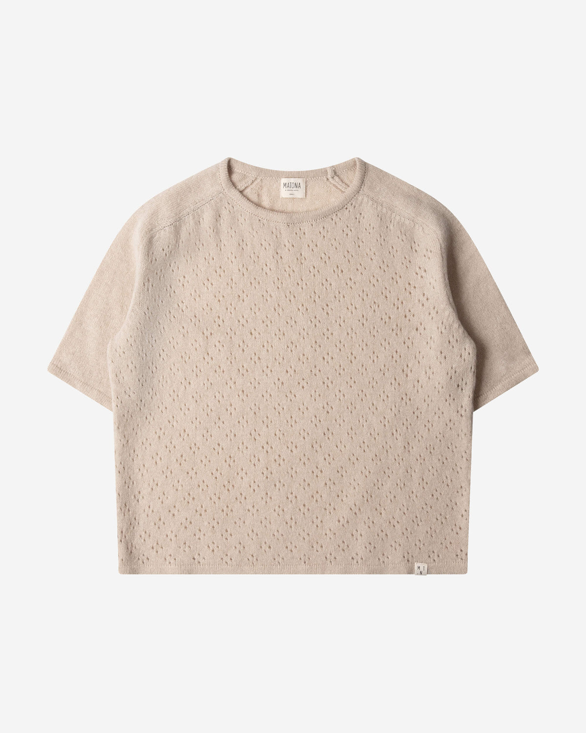 Beiges T-Shirt Pointelle aus 100% Bio-Merinowolle von Matona