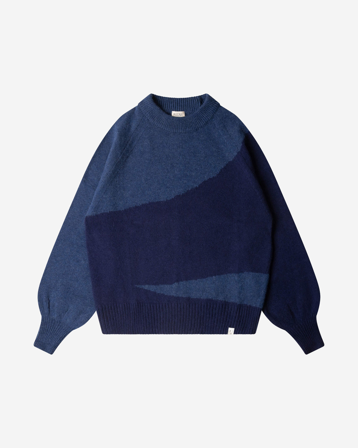 Blauer Sweater Raglan aus Bio-Wolle von Matona