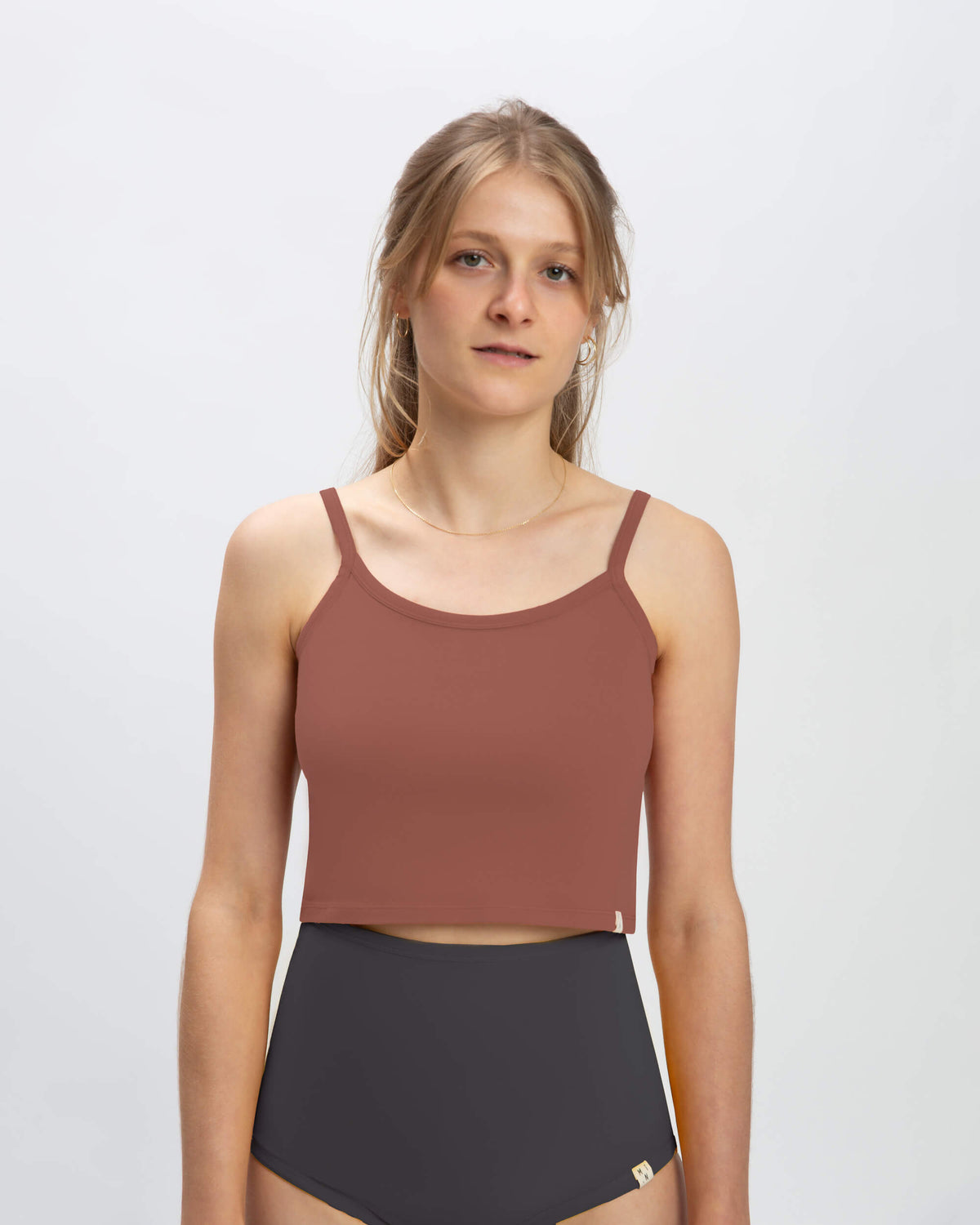 Braunes Crop-Top Basic aus Bio-Baumwolle von Matona