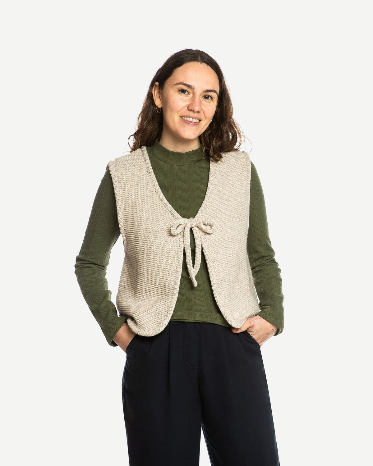 Beige Weste Bow aus Bio-Wolle von Matona