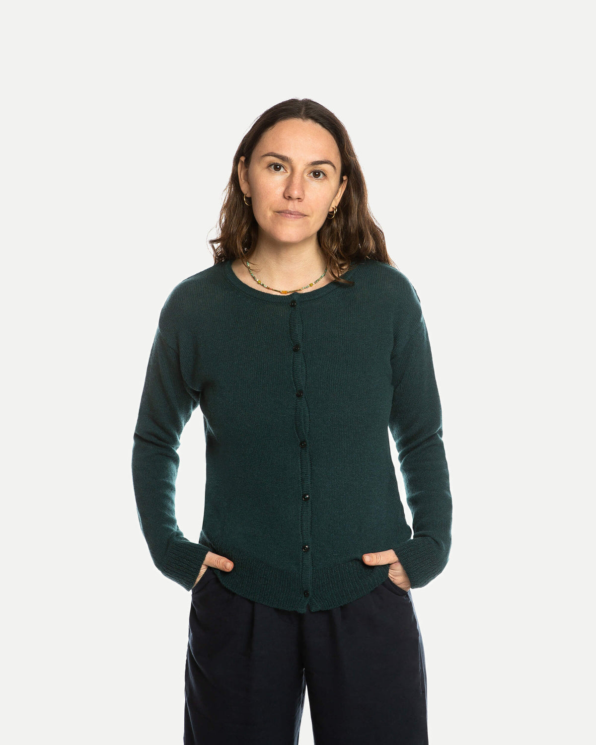 Dunkelgrüner Cardigan aus 100% Kashmir von Matona