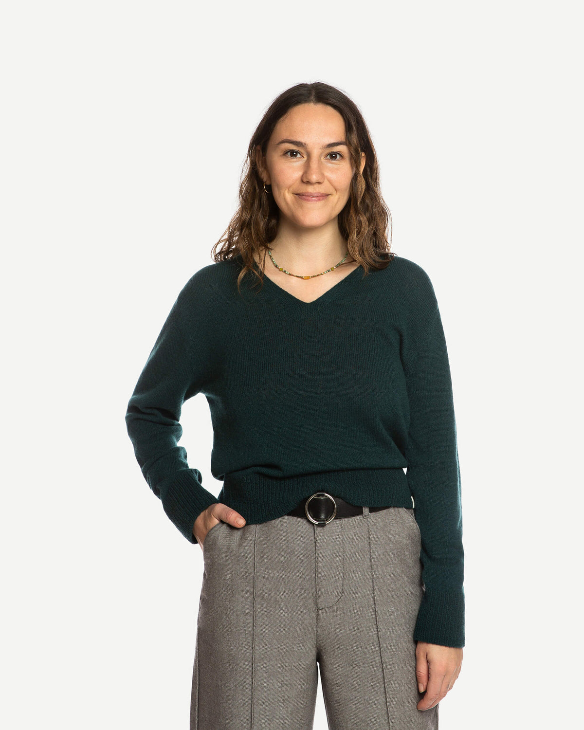Dunkelgrüner Sweater aus 100% Kaschmir von Matona