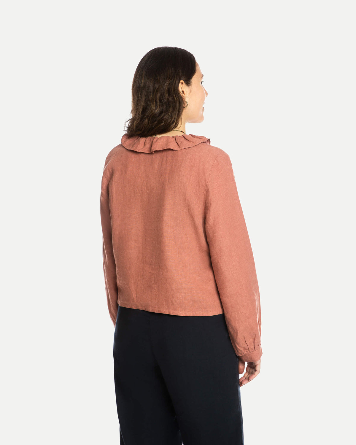 Rosabraune Bluse Cirque aus 100% Leinen von Matona