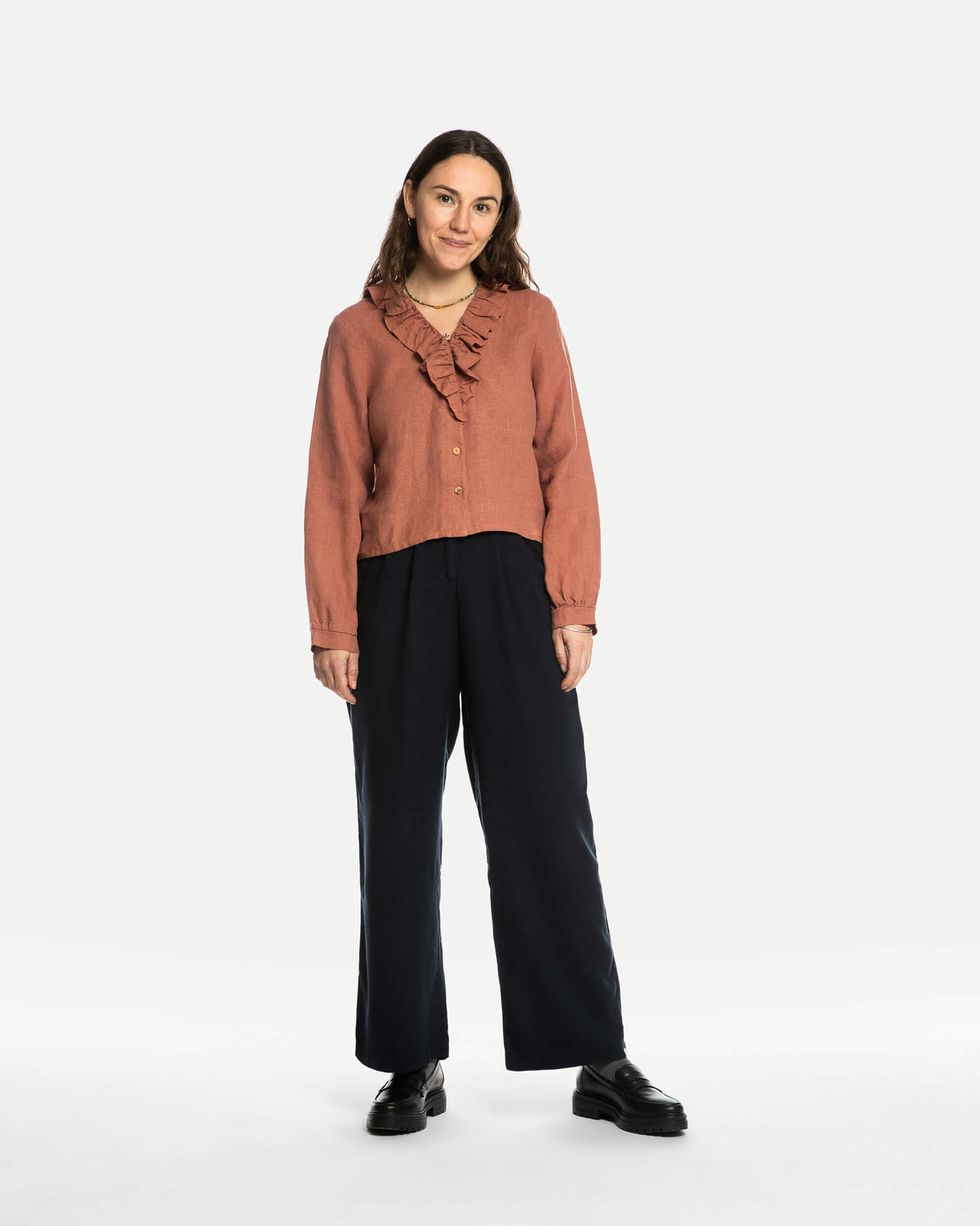 Rosabraune Bluse Cirque aus 100% Leinen von Matona