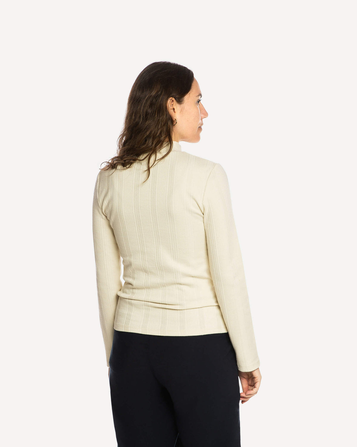 Beiges Langarmshirt Collared Rib aus Bio-Baumwolle von Matona