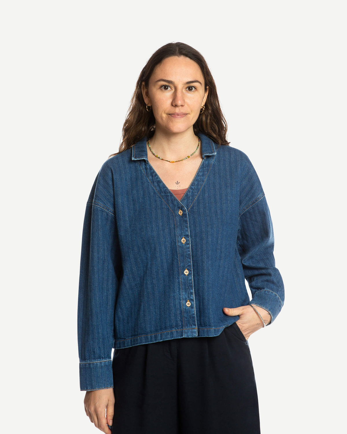 Blaue Bluse Denim aus 100% Bio-Baumwolle von Matona