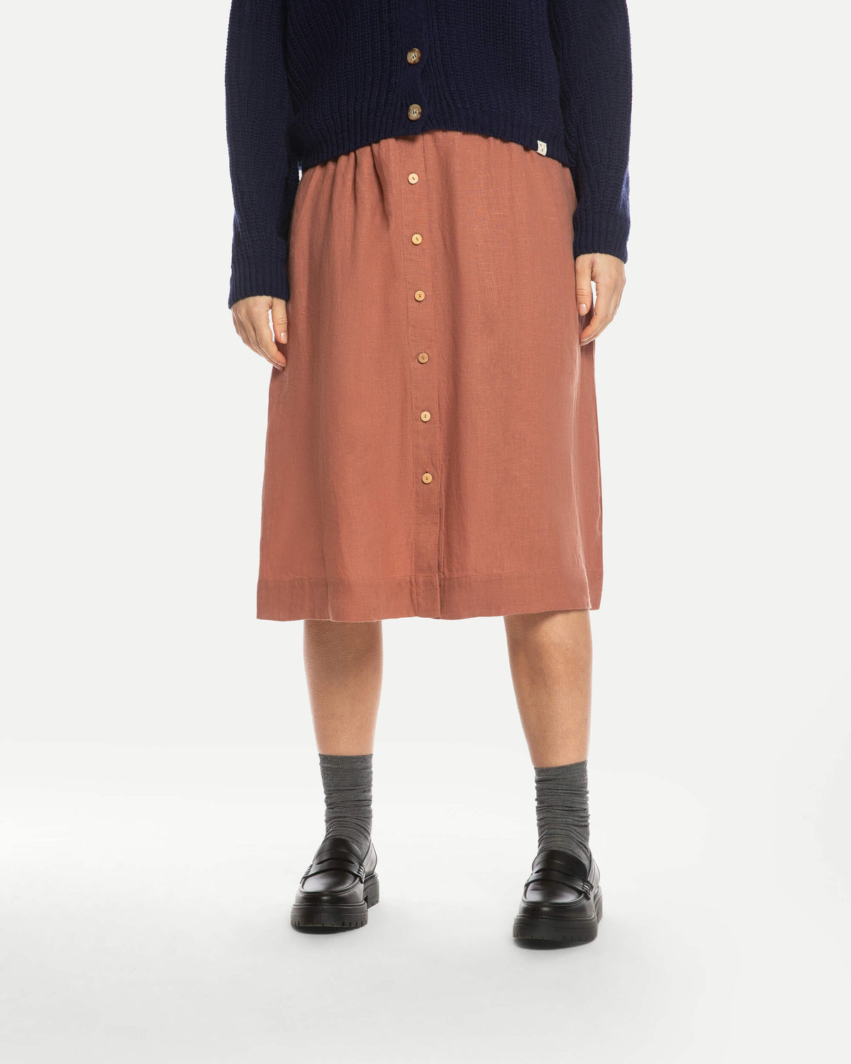 Brauner Rock Midi aus 100% Leinen von Matona