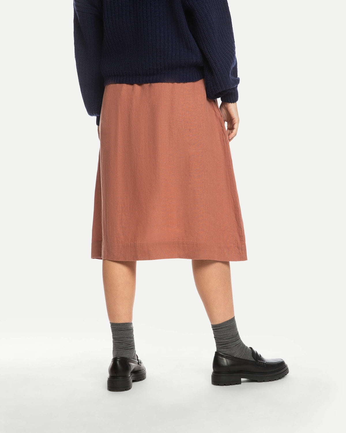 Brauner Rock Midi aus 100% Leinen von Matona