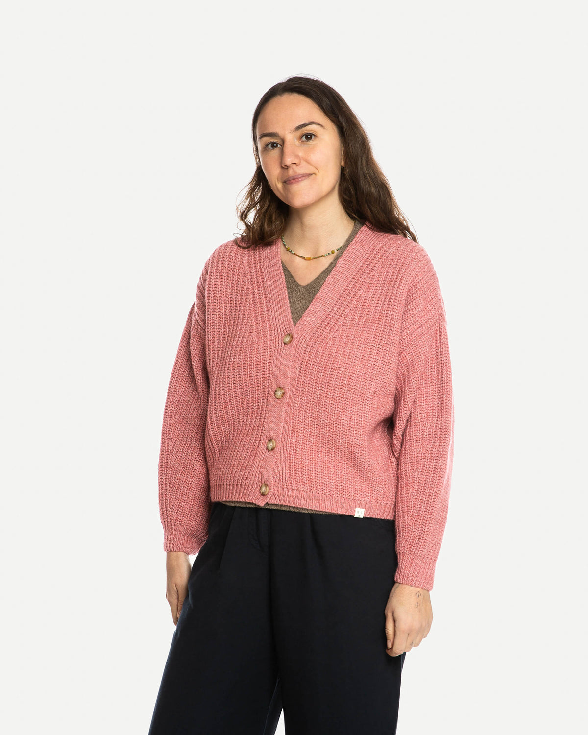 Rosa Strickjacke aus Bio-Wolle von Matona
