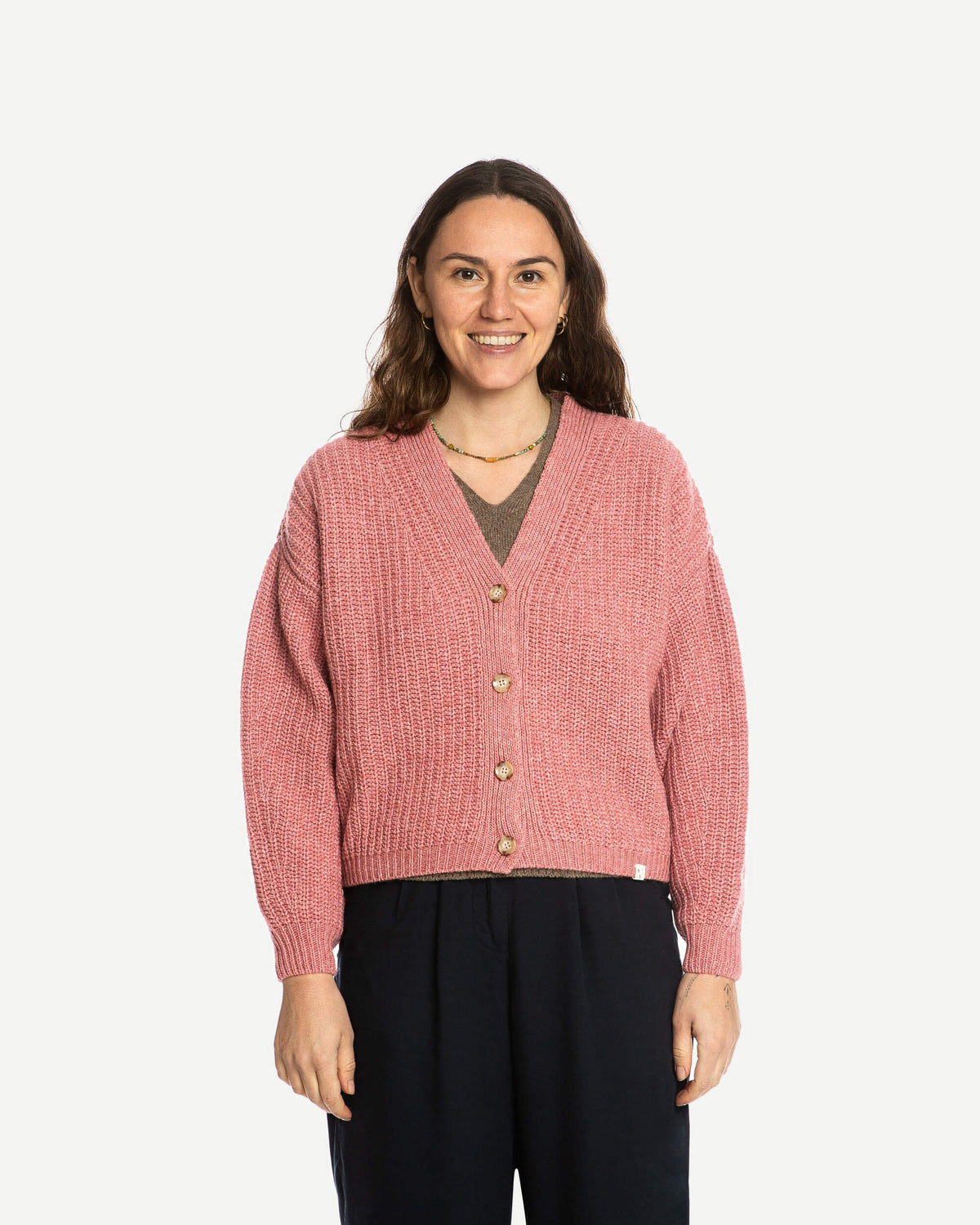 Rosa Strickjacke aus Bio-Wolle von Matona