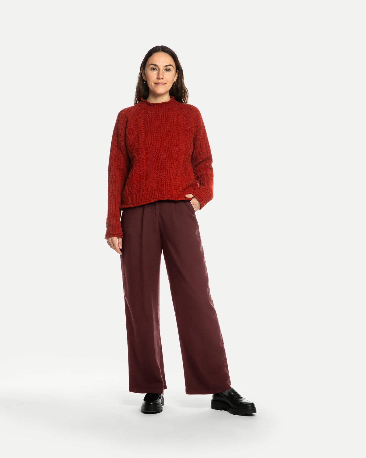 Braunrote Hose Pleated aus 100% Tencel von Matona