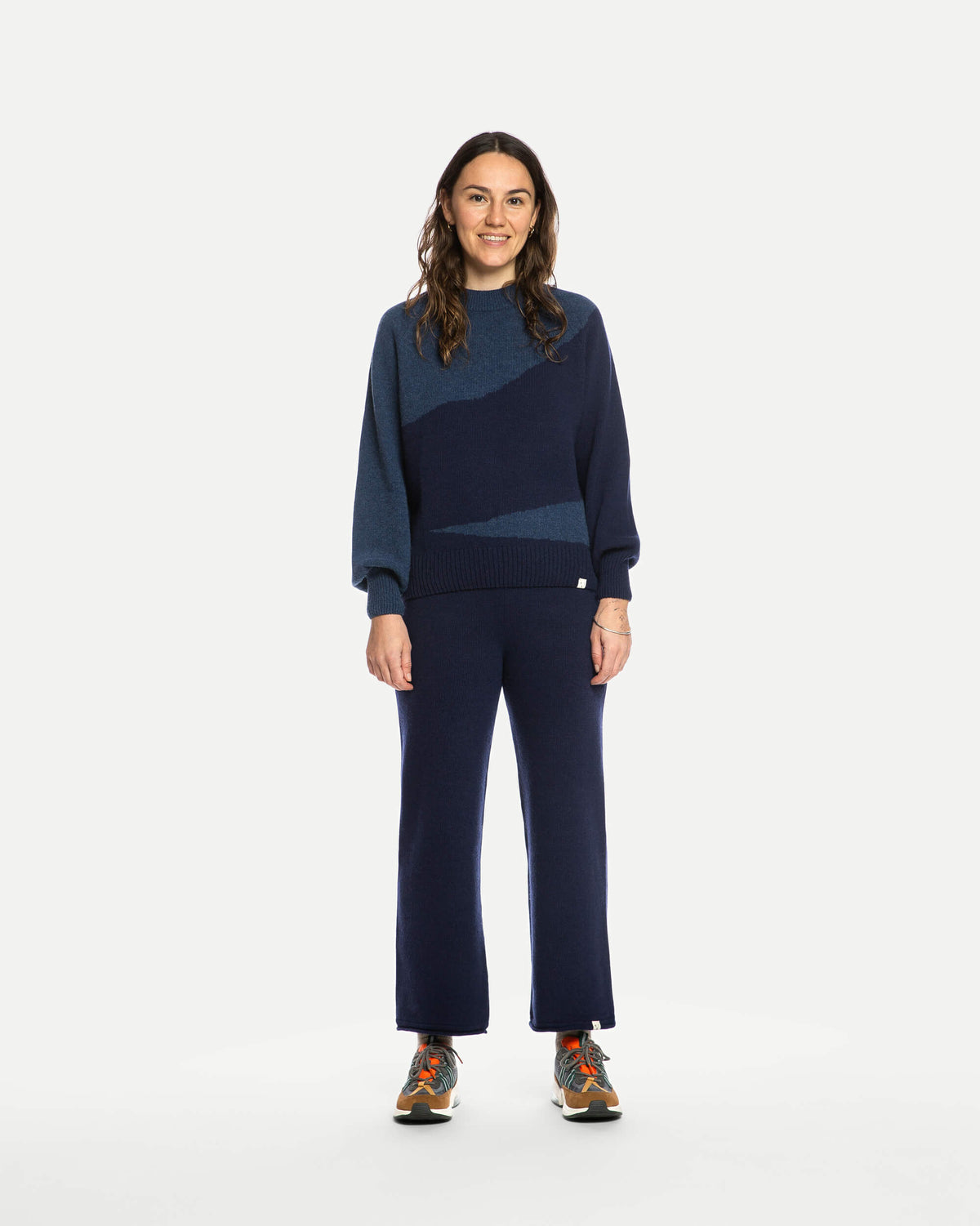 Blauer Sweater Raglan aus Bio-Wolle von Matona