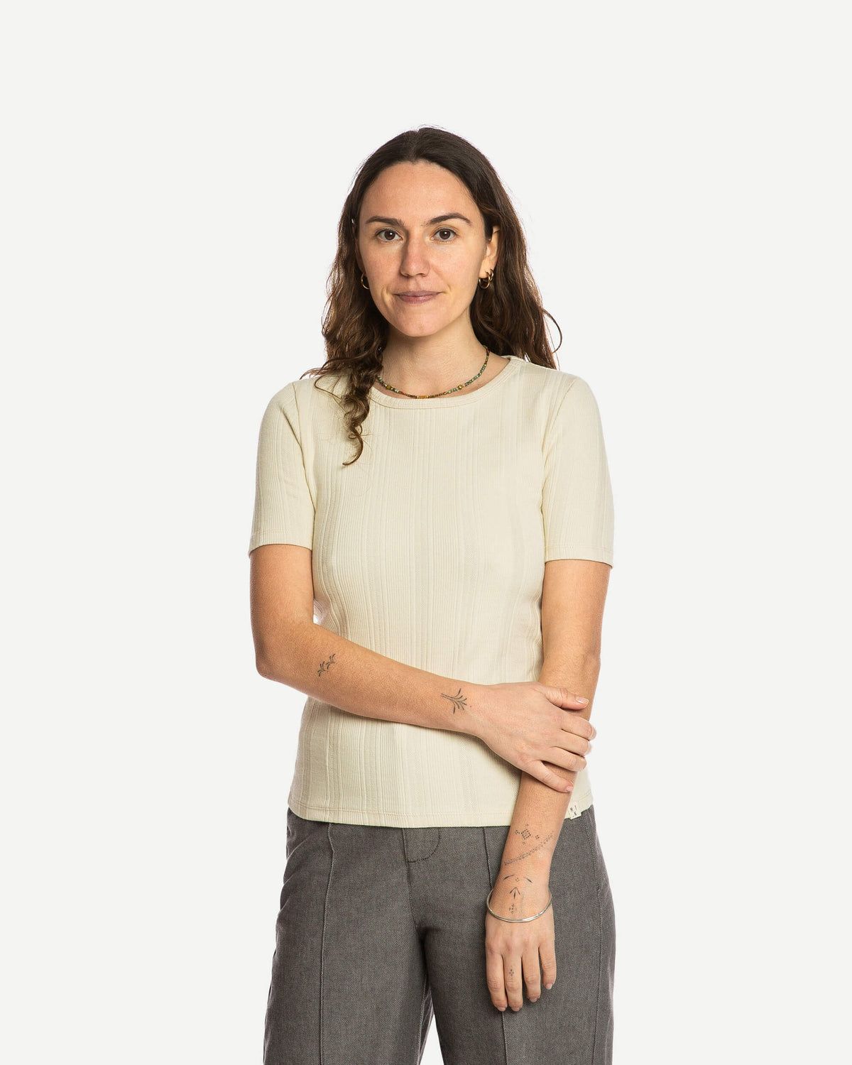Beiges T-Shirt Ribbed aus Bio-Baumwolle von Matona