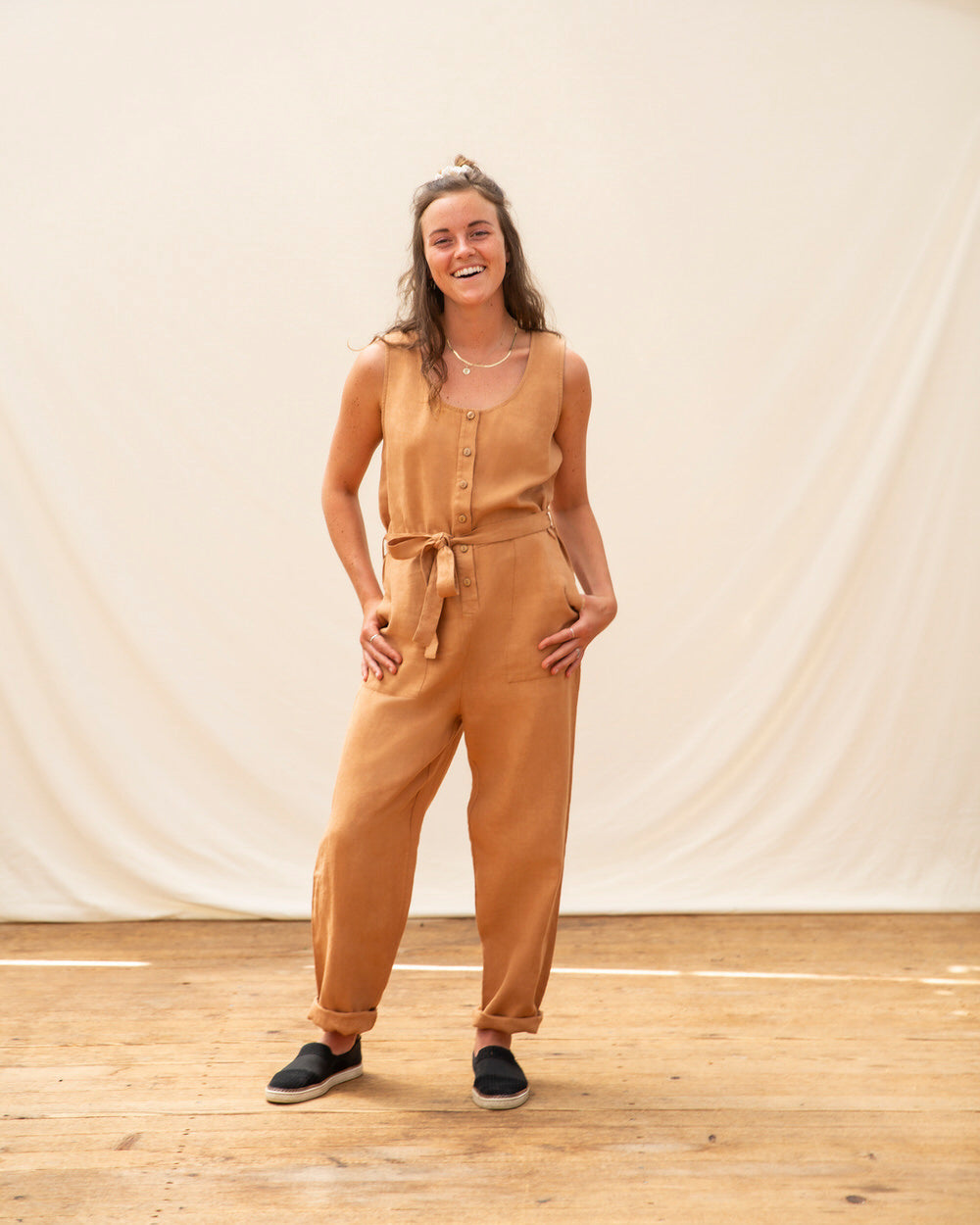 Brown linen hazel jumpsuit from Matona