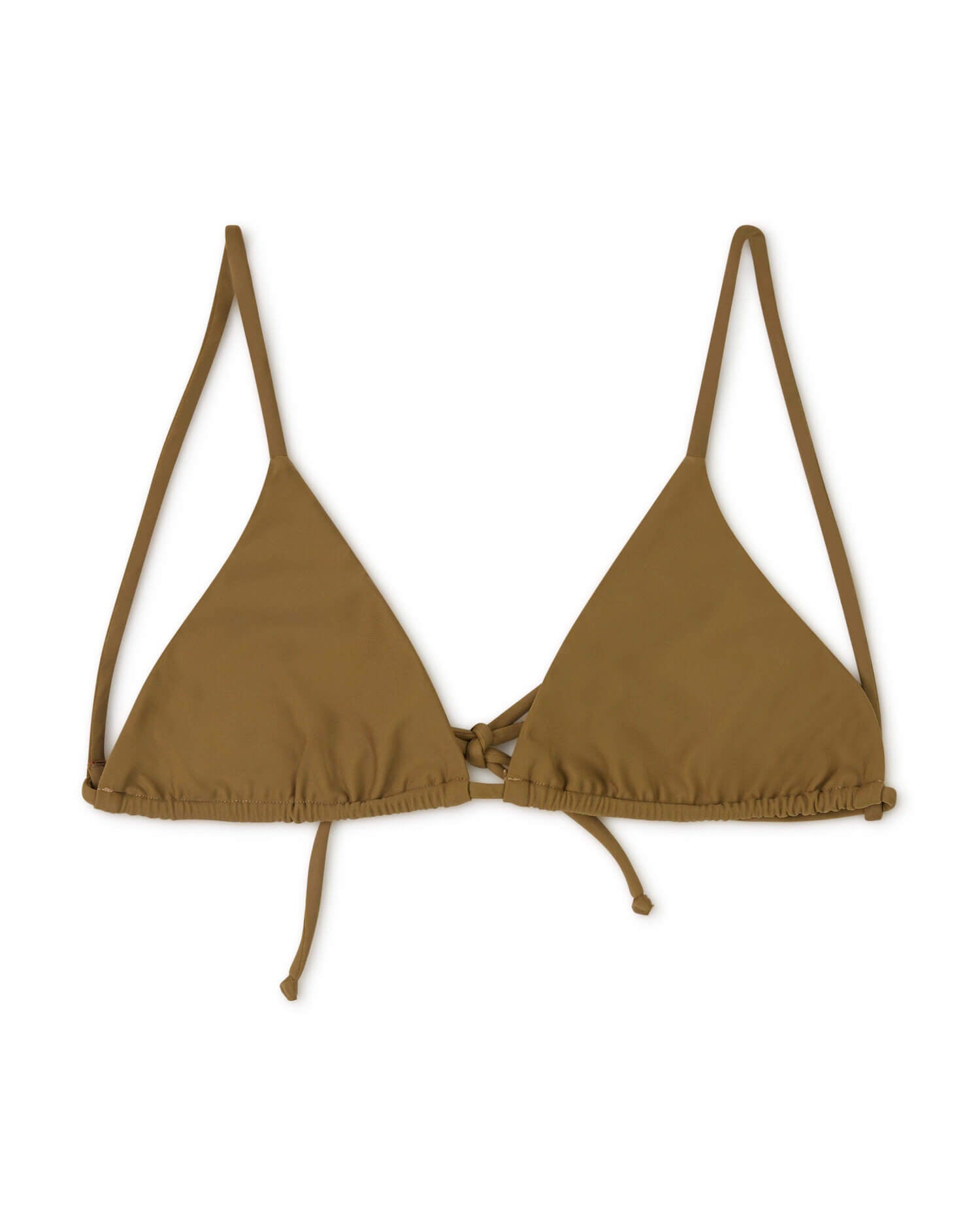 Haut de bikini triangle marron en polyamide recyclé de Matona