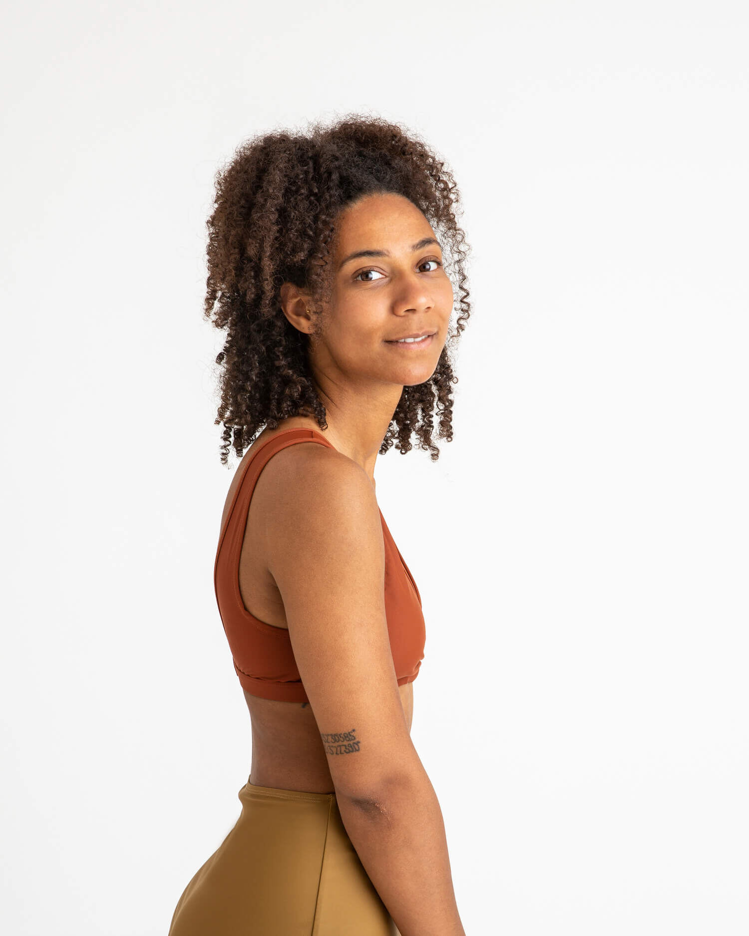 Red-brown bikini top made from recycled polyamide from Matona