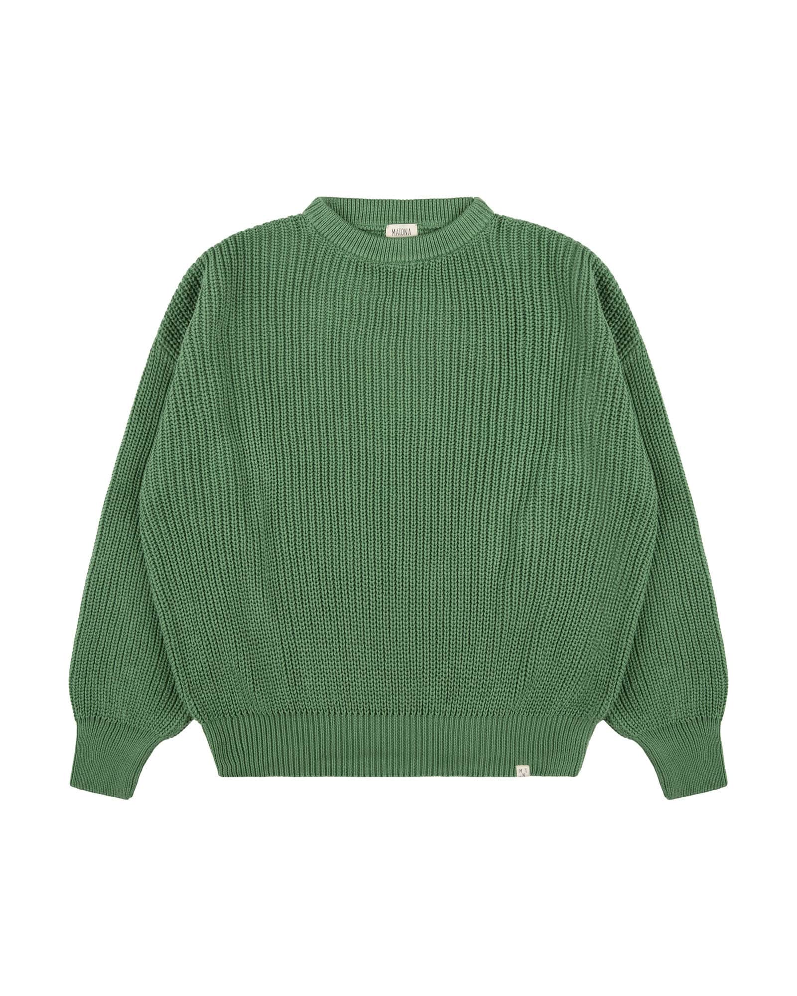 Green cotton knit sweater by Matona