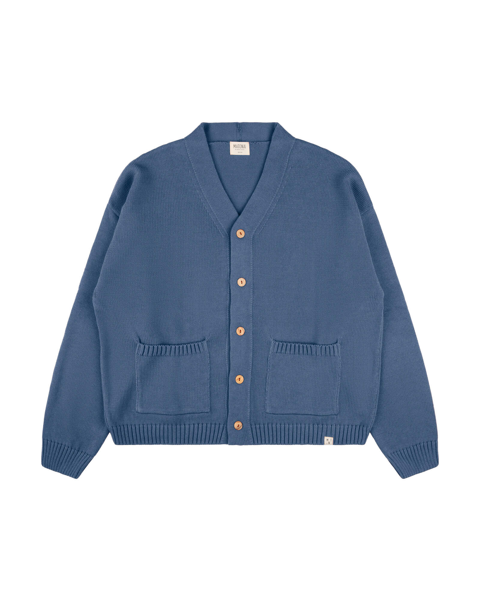 Blue cardigan made of 100% organic cotton by Matona