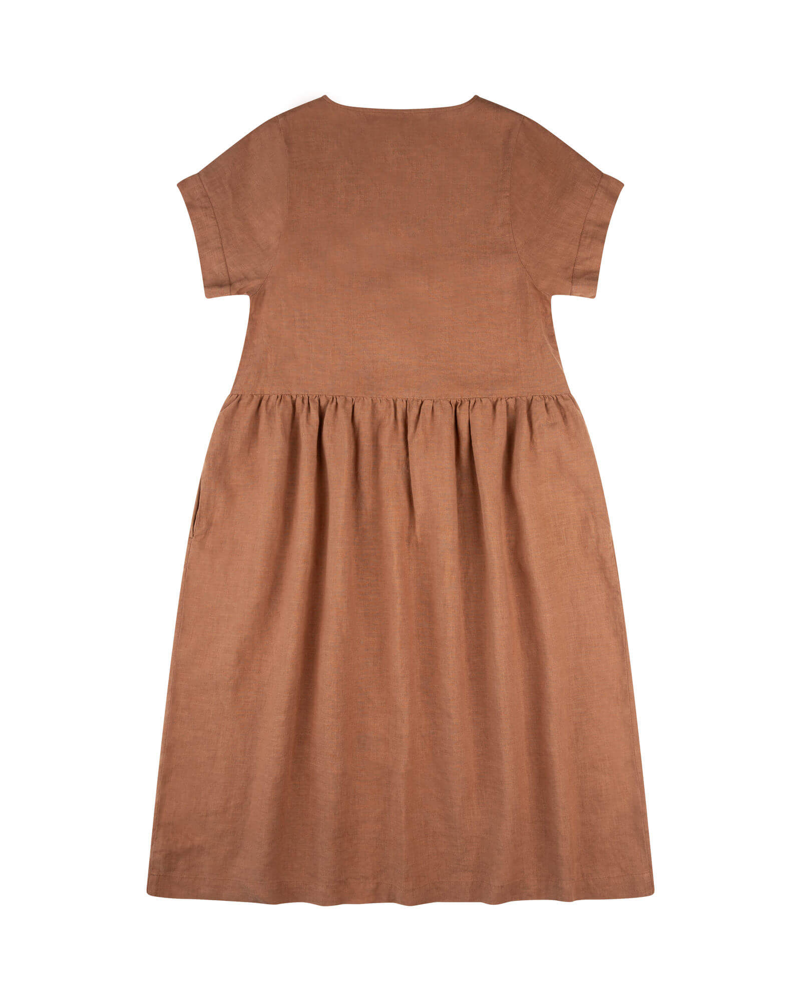 Robe midi en lin marron de Matona