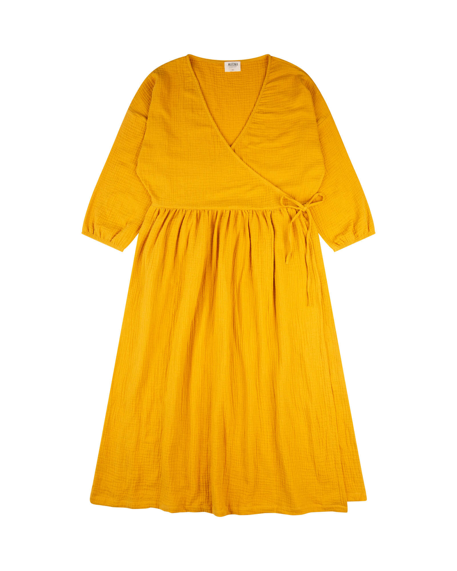 Yellow Marigold dress made of 100% organic cotton muslin by Matona