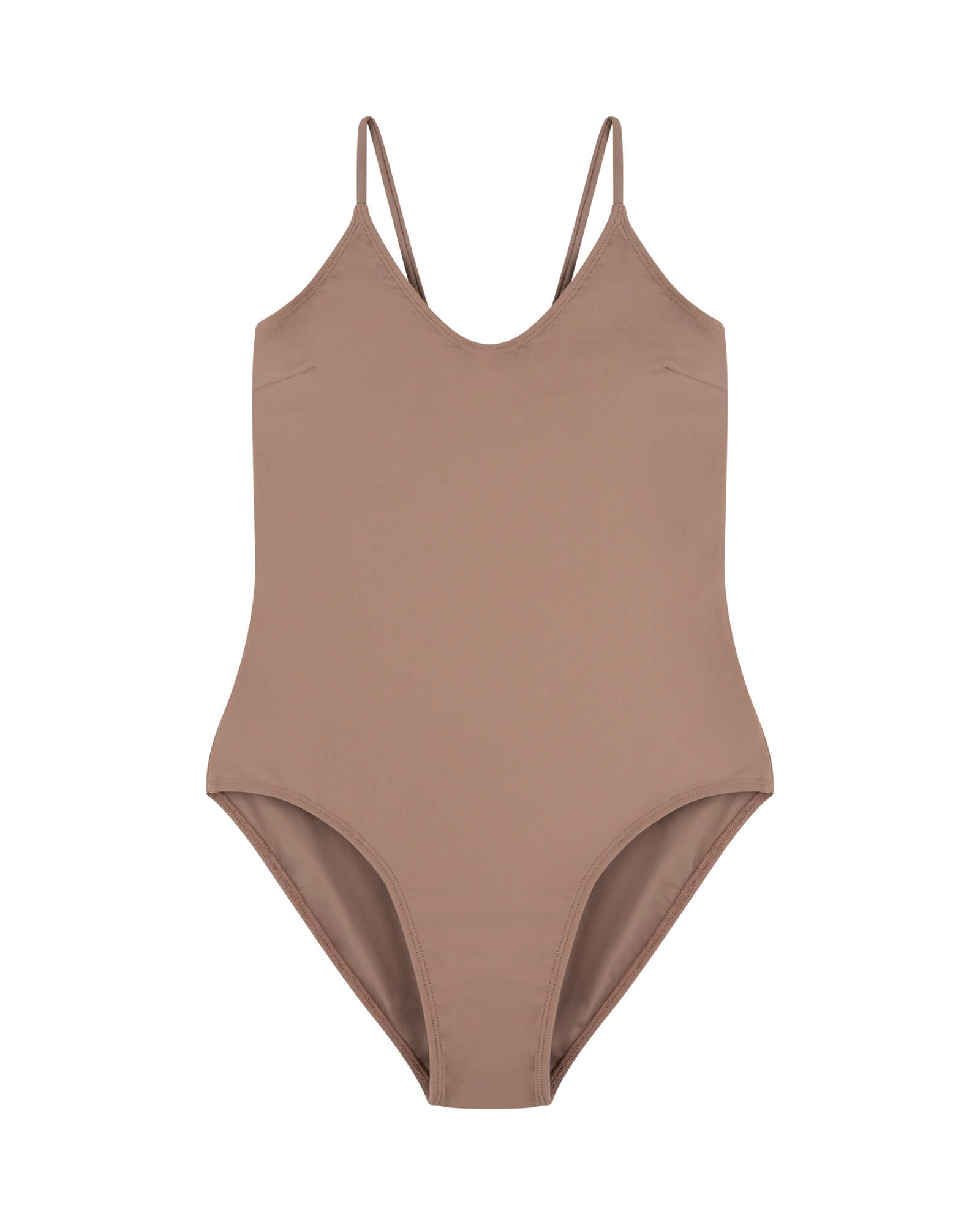 Brown nylon V-neck swimsuit by Matona