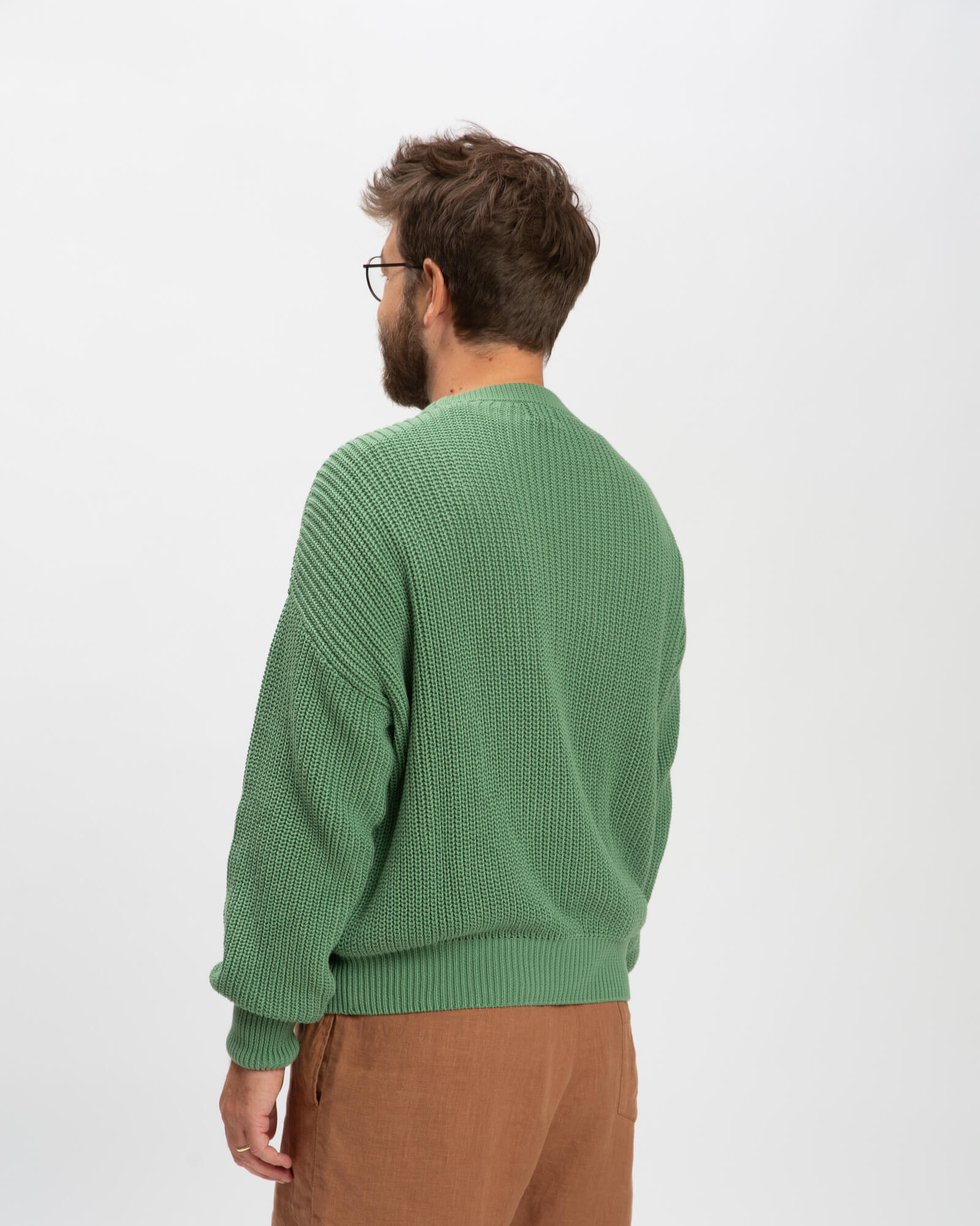 Pull en maille de coton vert de Matona