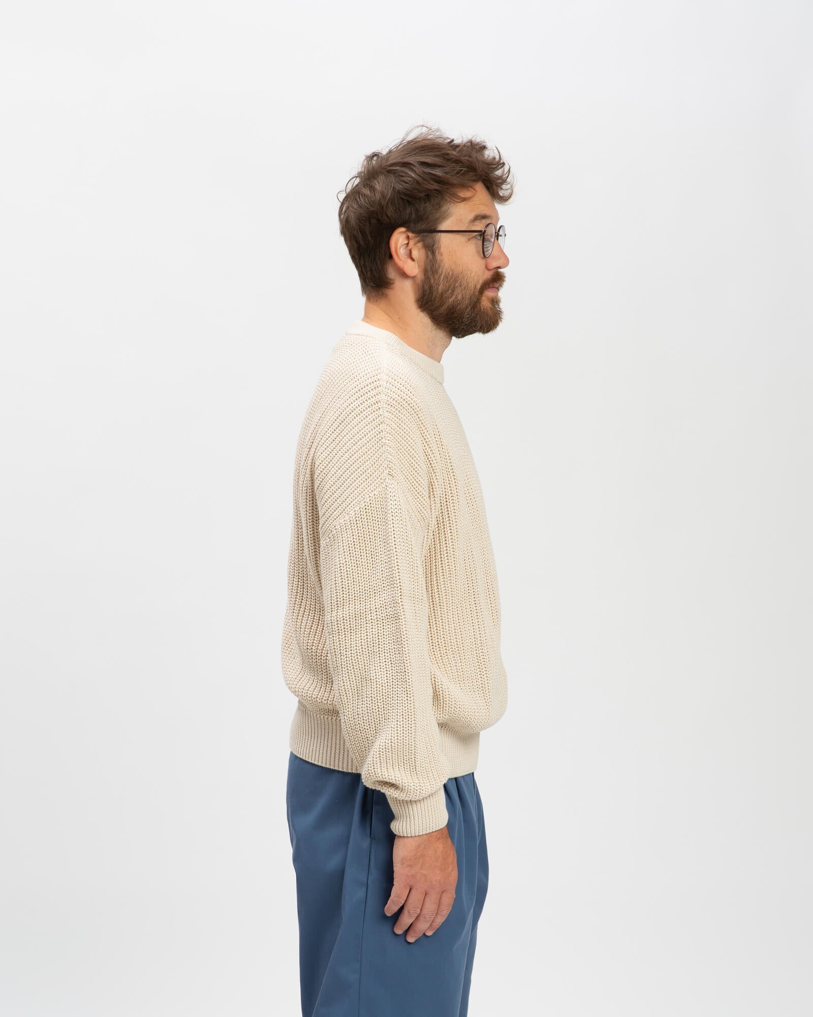 Pull brodé en coton beige de Matona