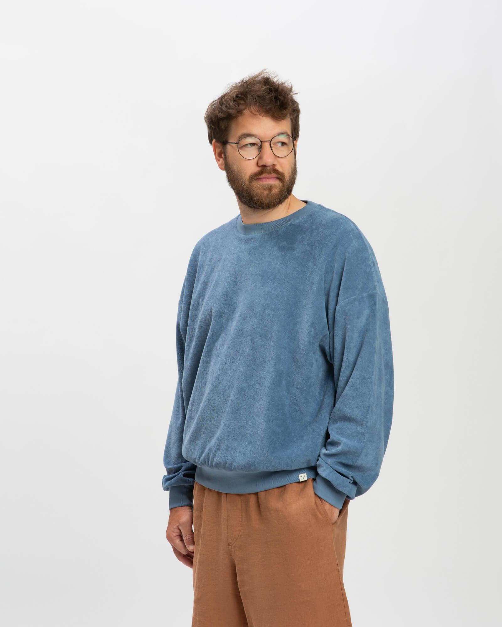 Blue Terry sweatshirt made of 100% organic cotton by Matona