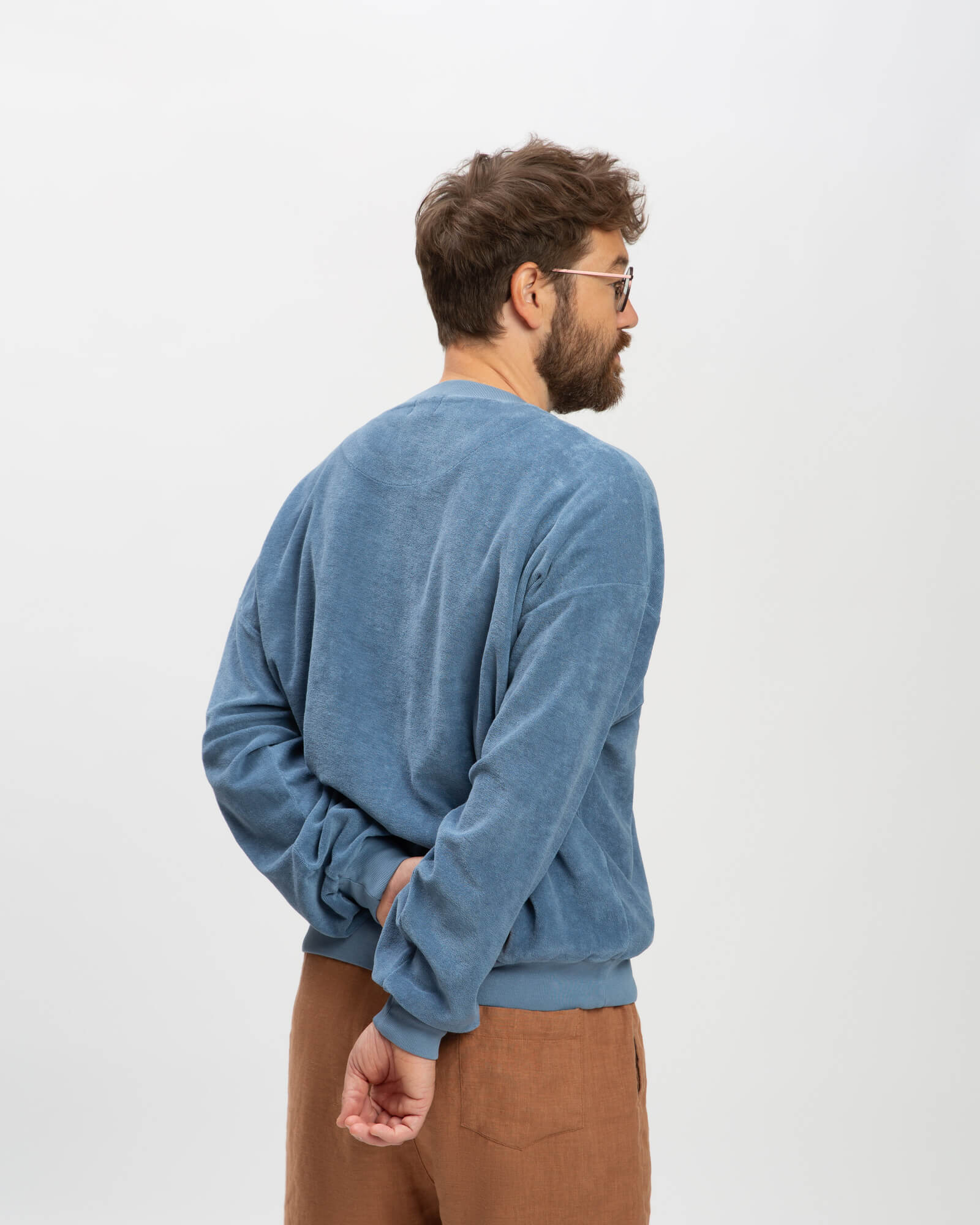 Blue Terry sweatshirt made of 100% organic cotton by Matona