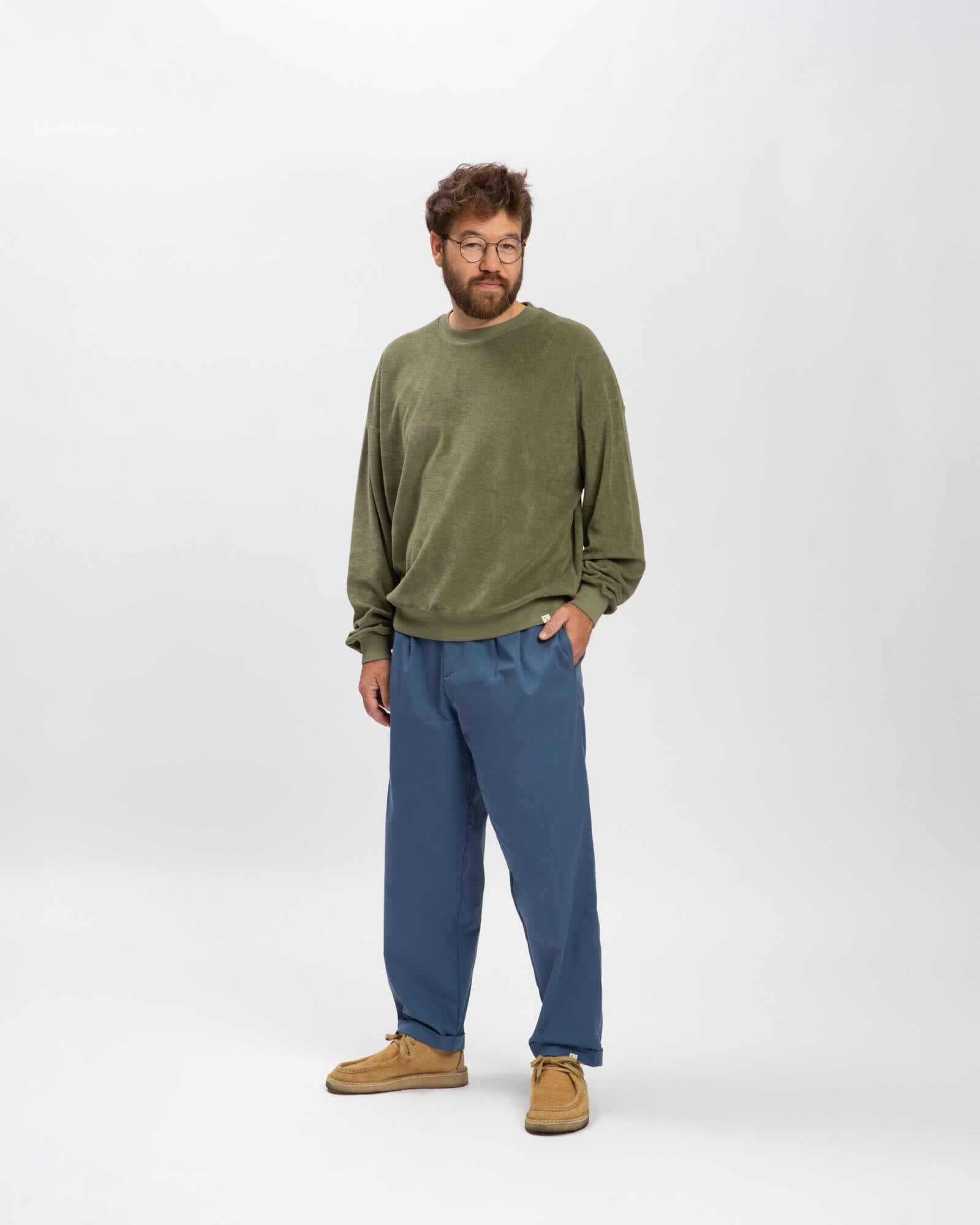 Pantalon en sergé de coton bleu de Matona