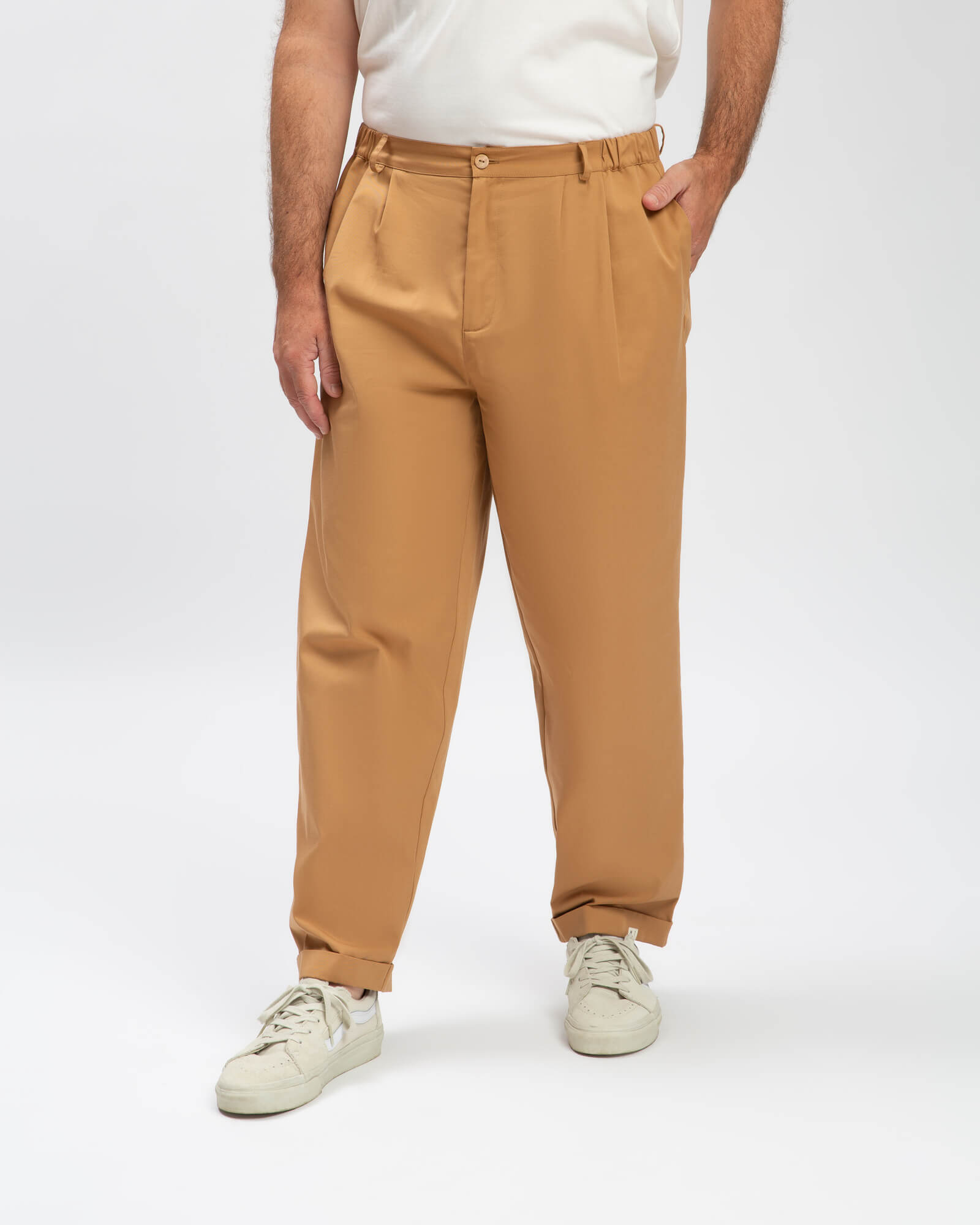 Orange cotton twill trousers from Matona