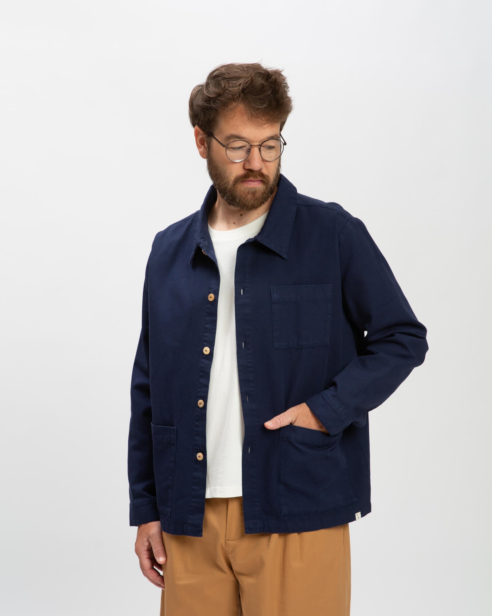 Blue cotton workwear shirt jacket from Matona