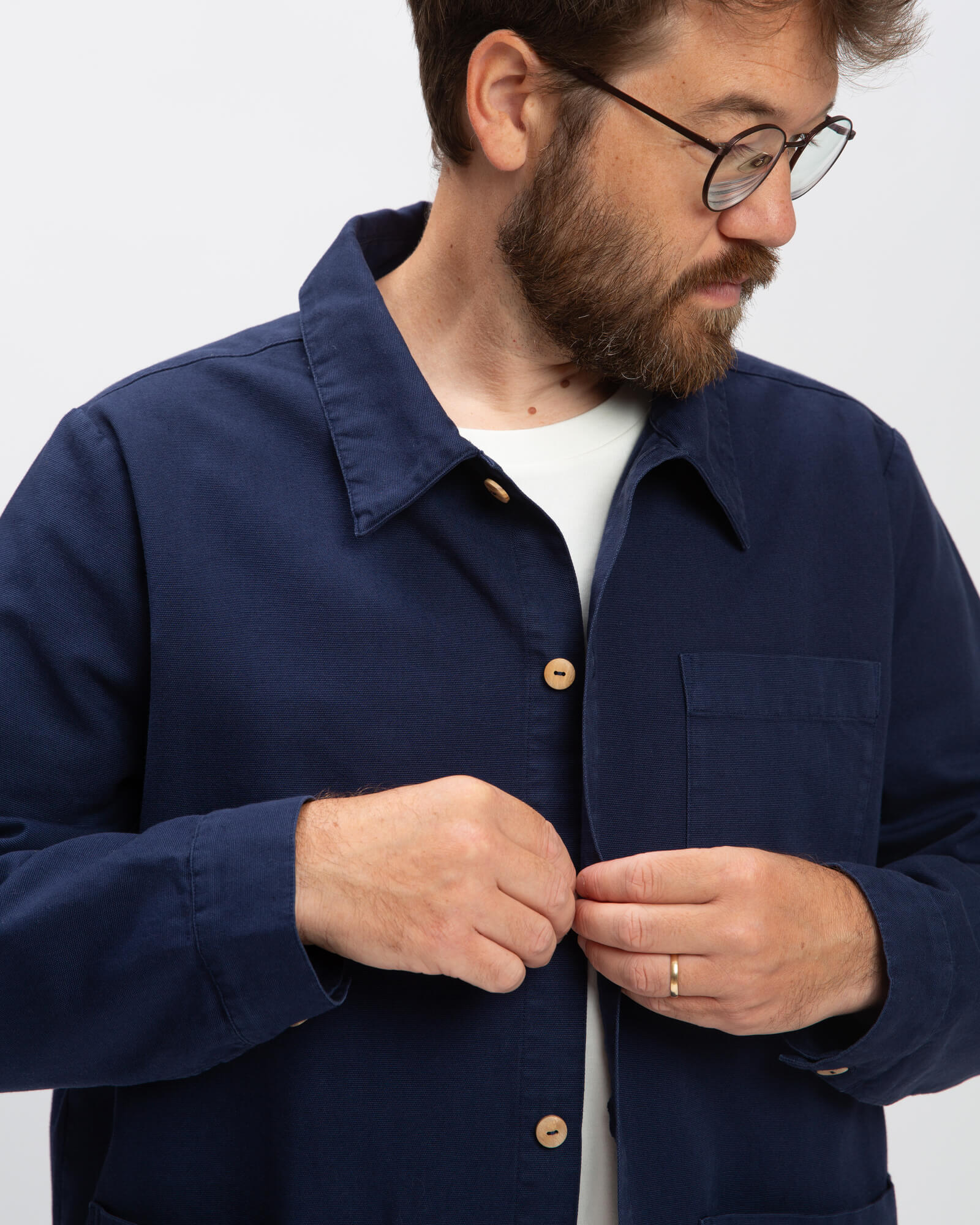 Veste chemise de travail en coton bleu de Matona