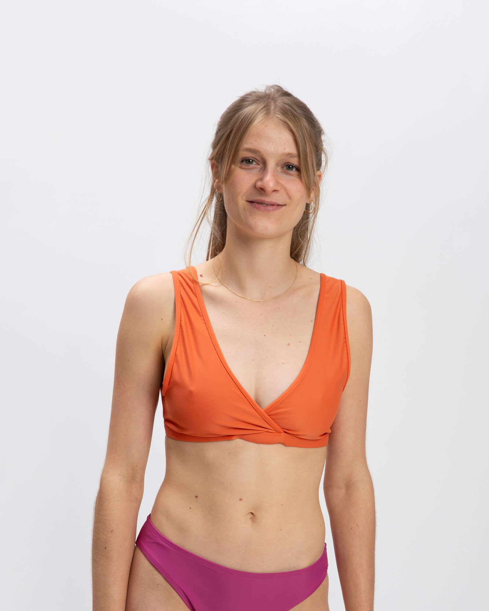 Orange nylon bikini top by Matona