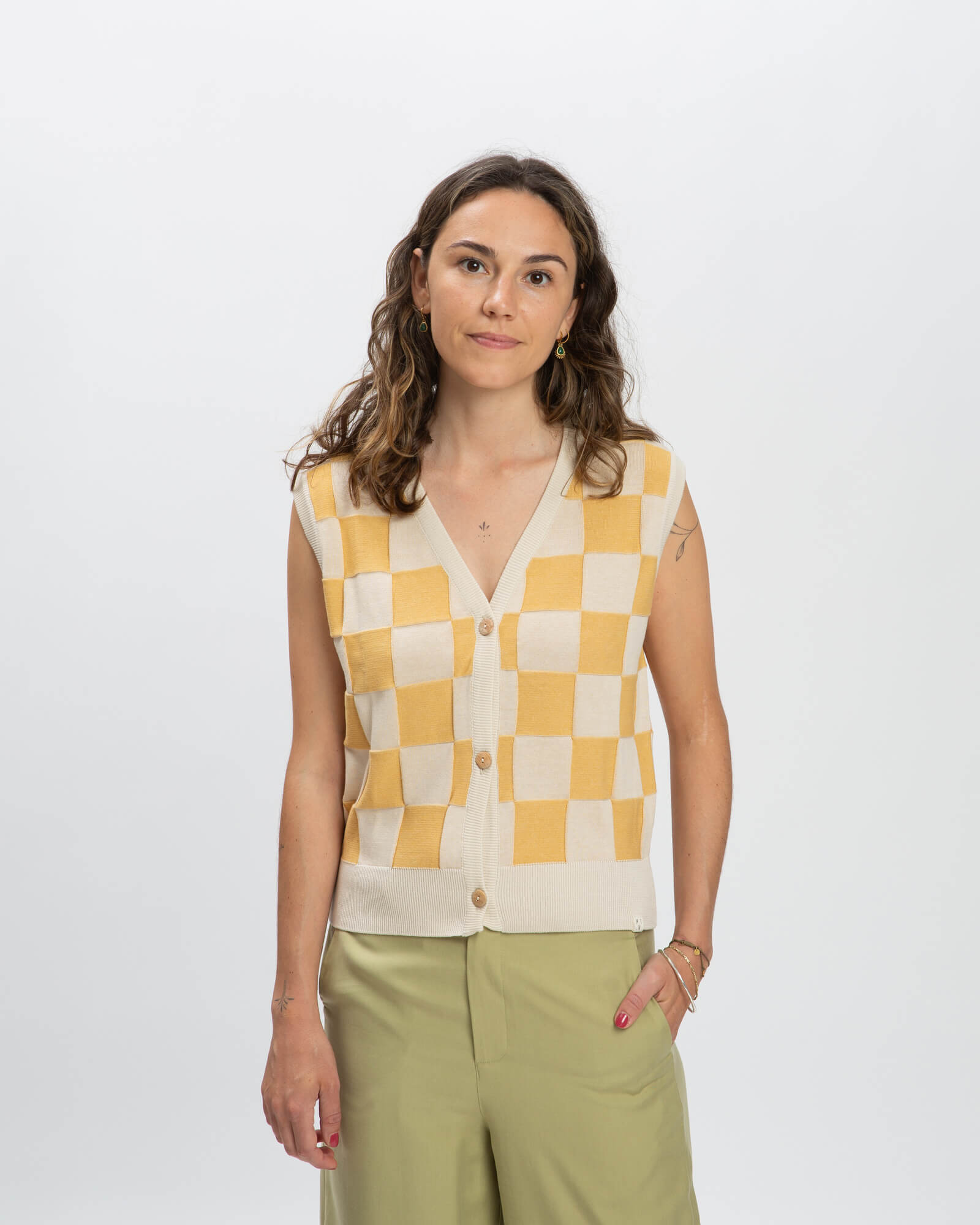 Checked vest Gambit made of 100% organic cotton by Matona