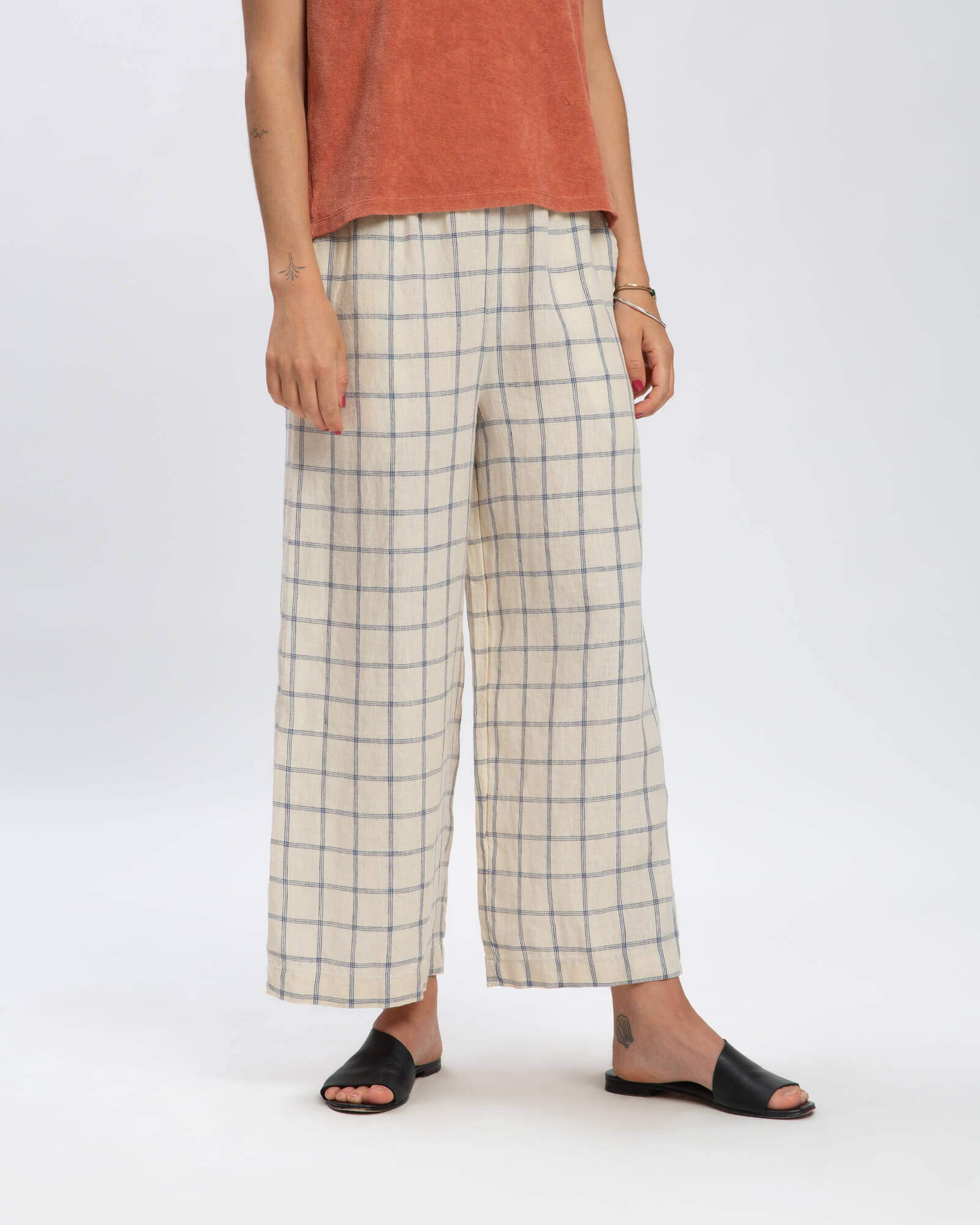 Checked linen culottes by Matona