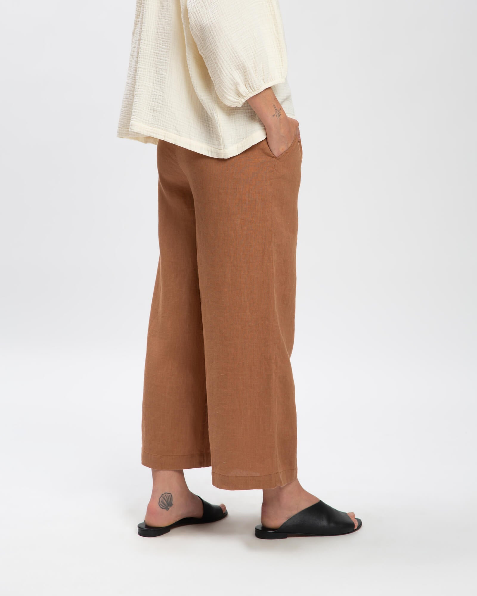 Culotte en lin marron de Matona