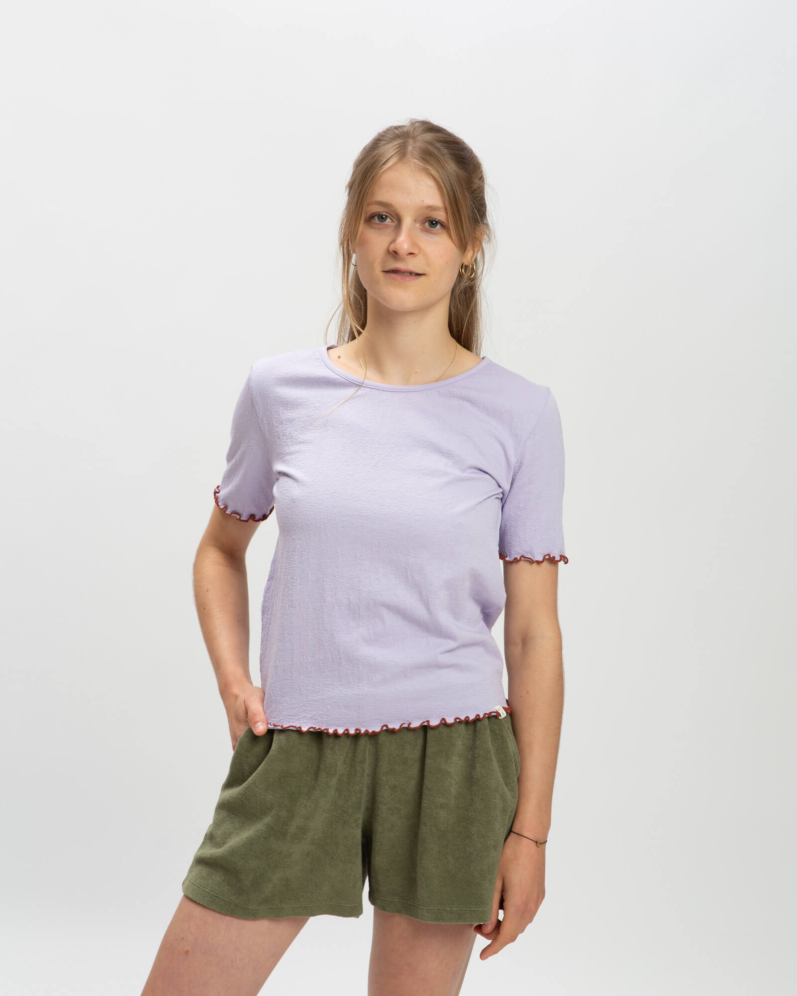 Purple Curly t-shirt made of jacquard jersey from Matona