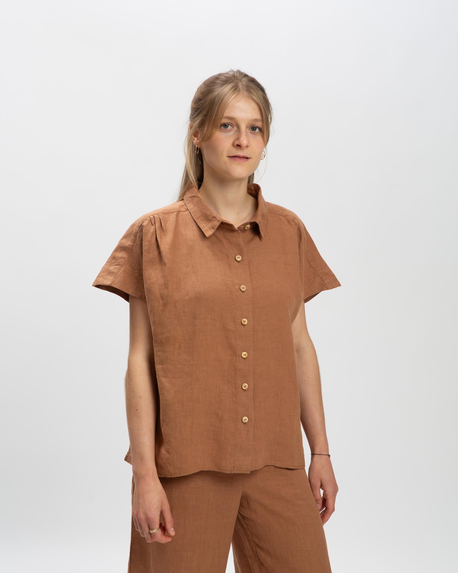 Brown linen blouse by Matona