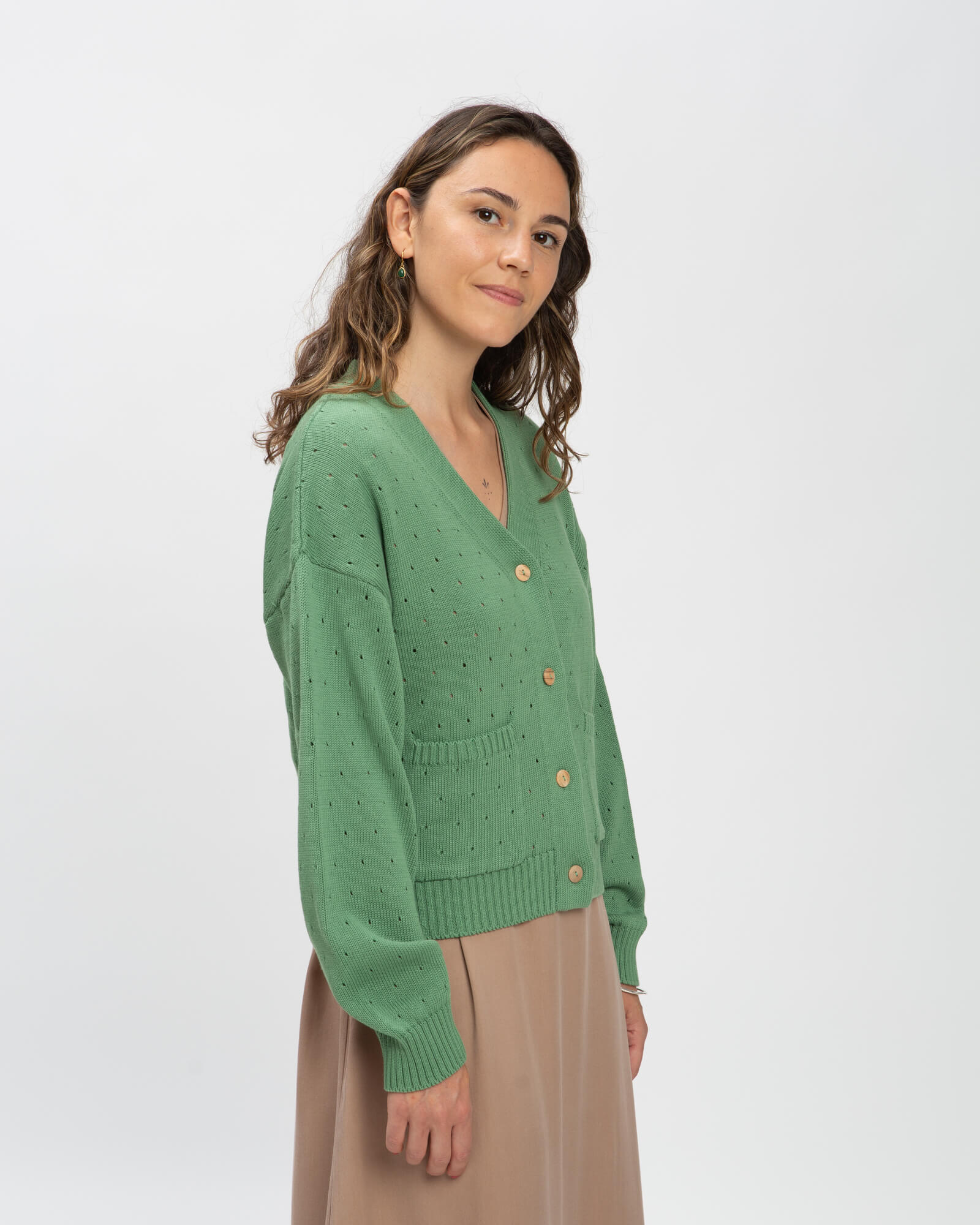 Green cardigan Spring made of 100% cotton by Matona