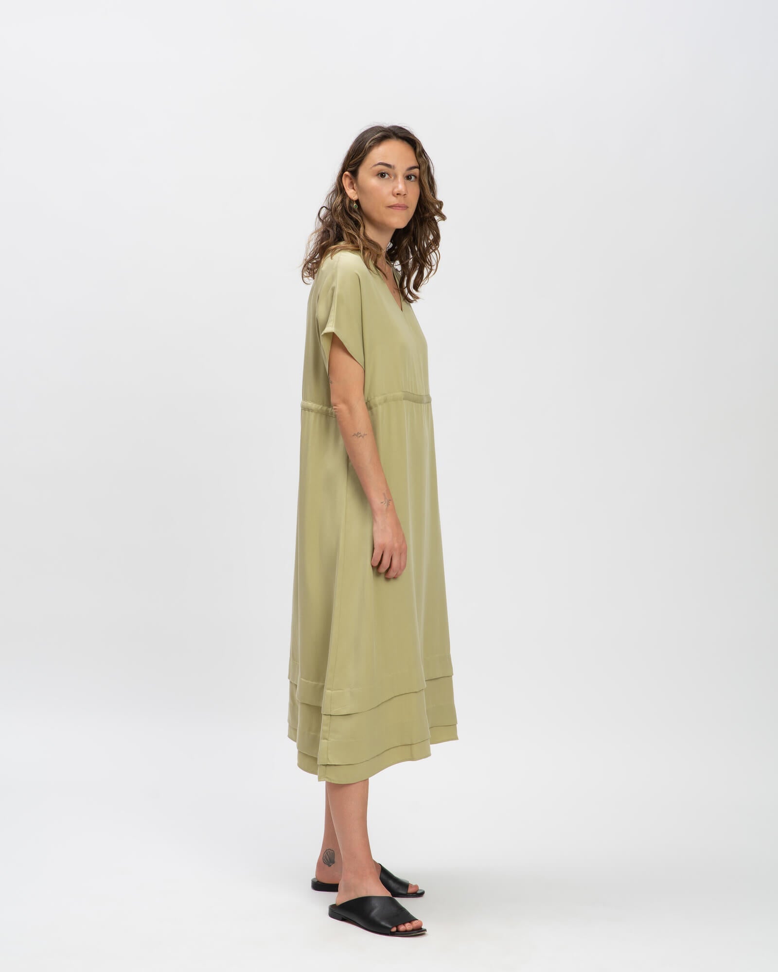 Robe Tencel verte de Matona